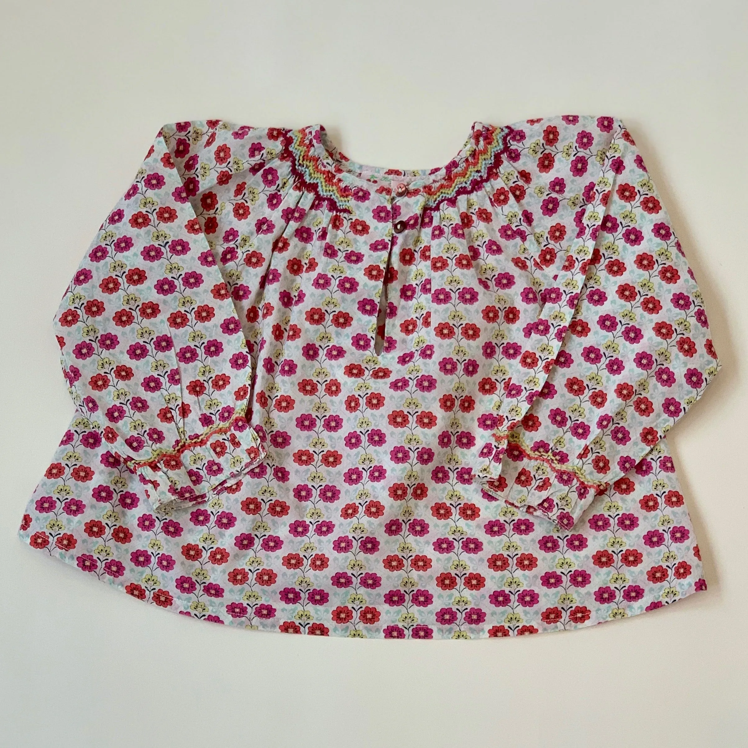 Bonpoint Floral Print Blouse, Smocked - 2 Years