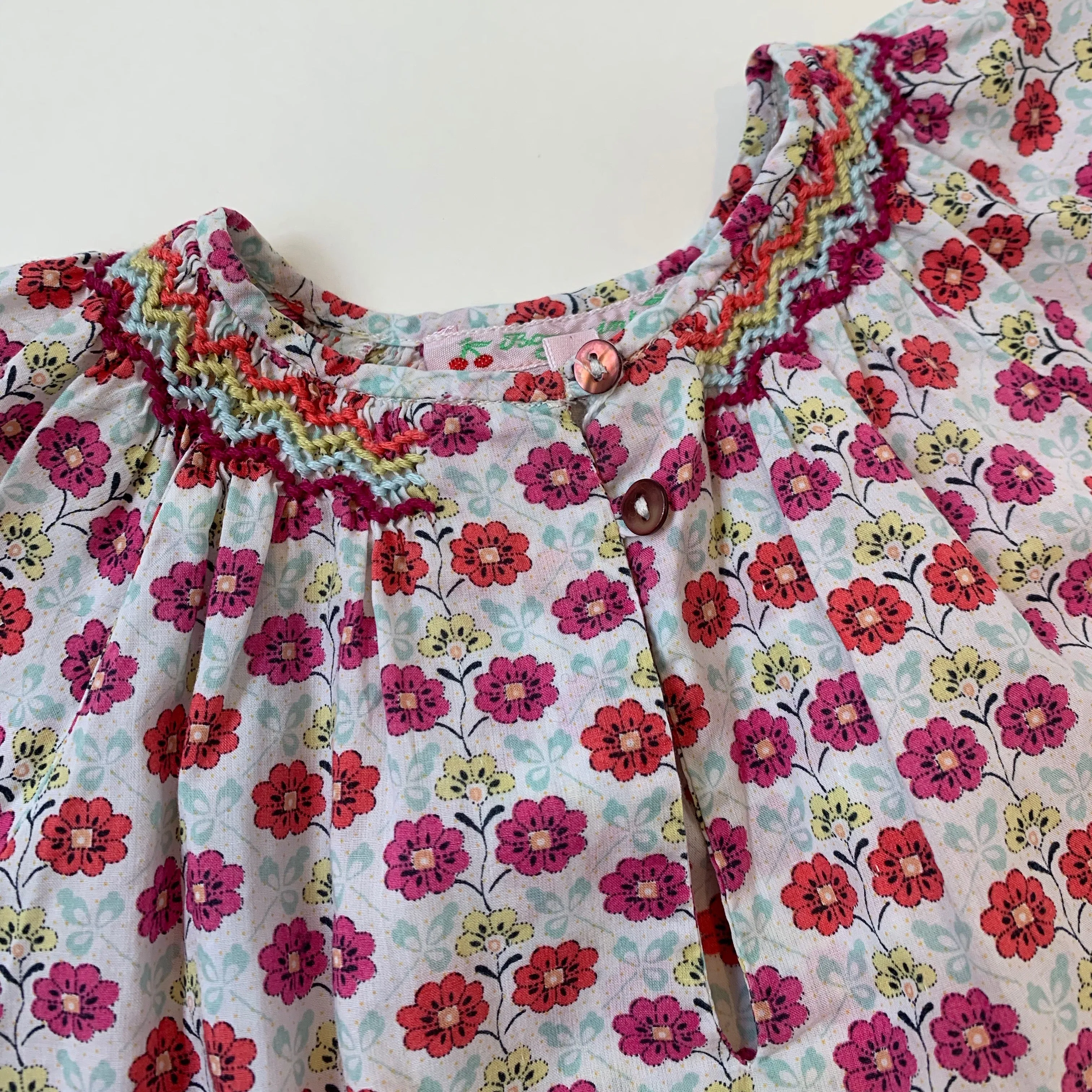 Bonpoint Floral Print Blouse, Smocked - 2 Years