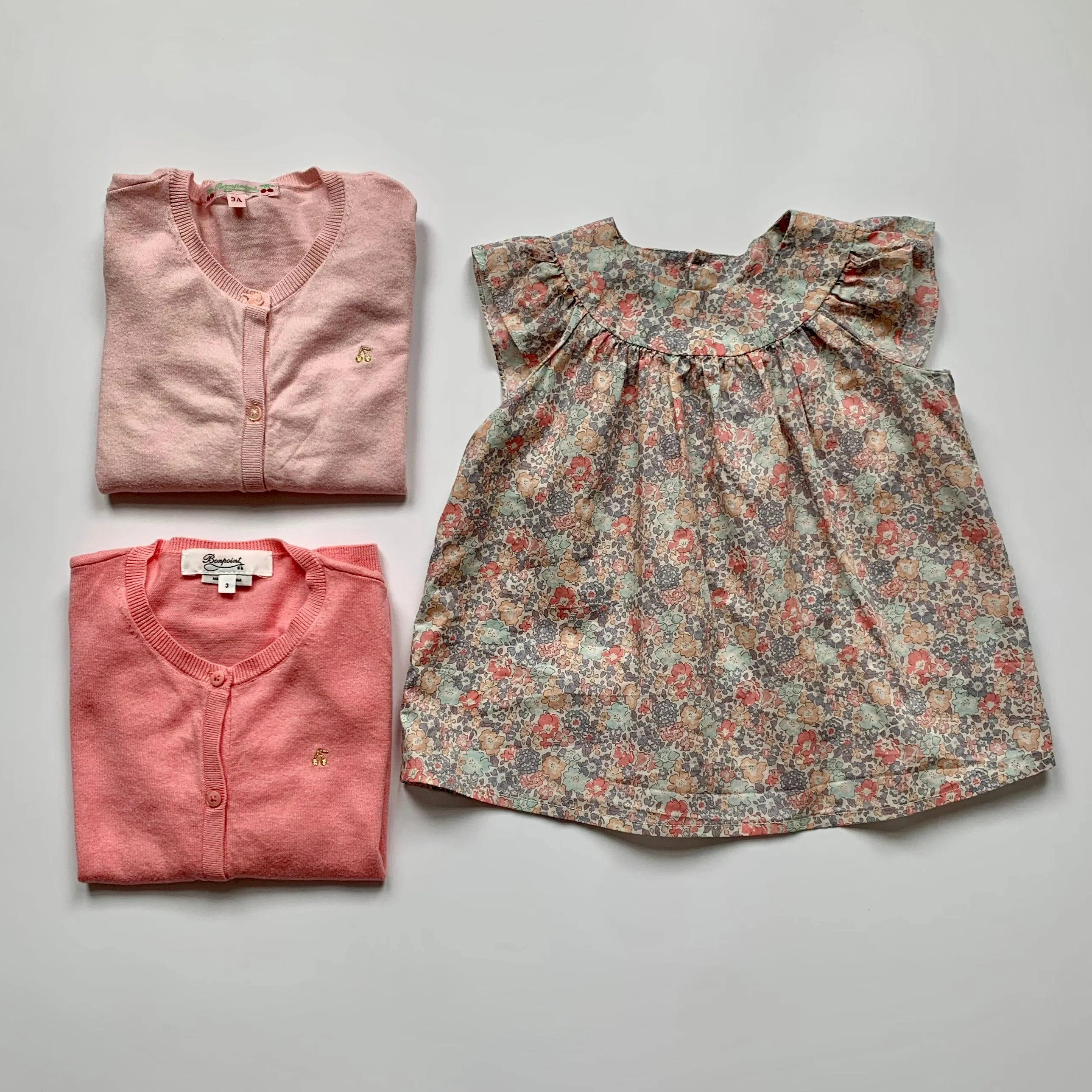 Bonpoint Girls' Liberty Print Short Sleeve Blouse: Age 3.