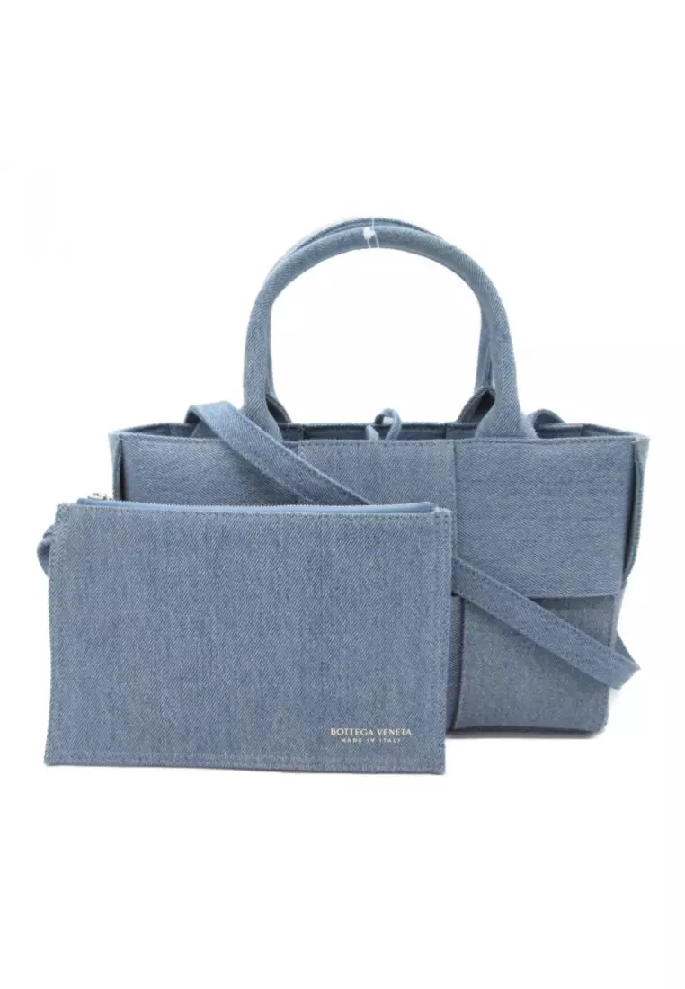 BOTTEGA VENETA Pre-loved BOTTEGA VENETA Arco 2Way Tote Bag Handbag Tote Bag Denim Blue Denim Blue