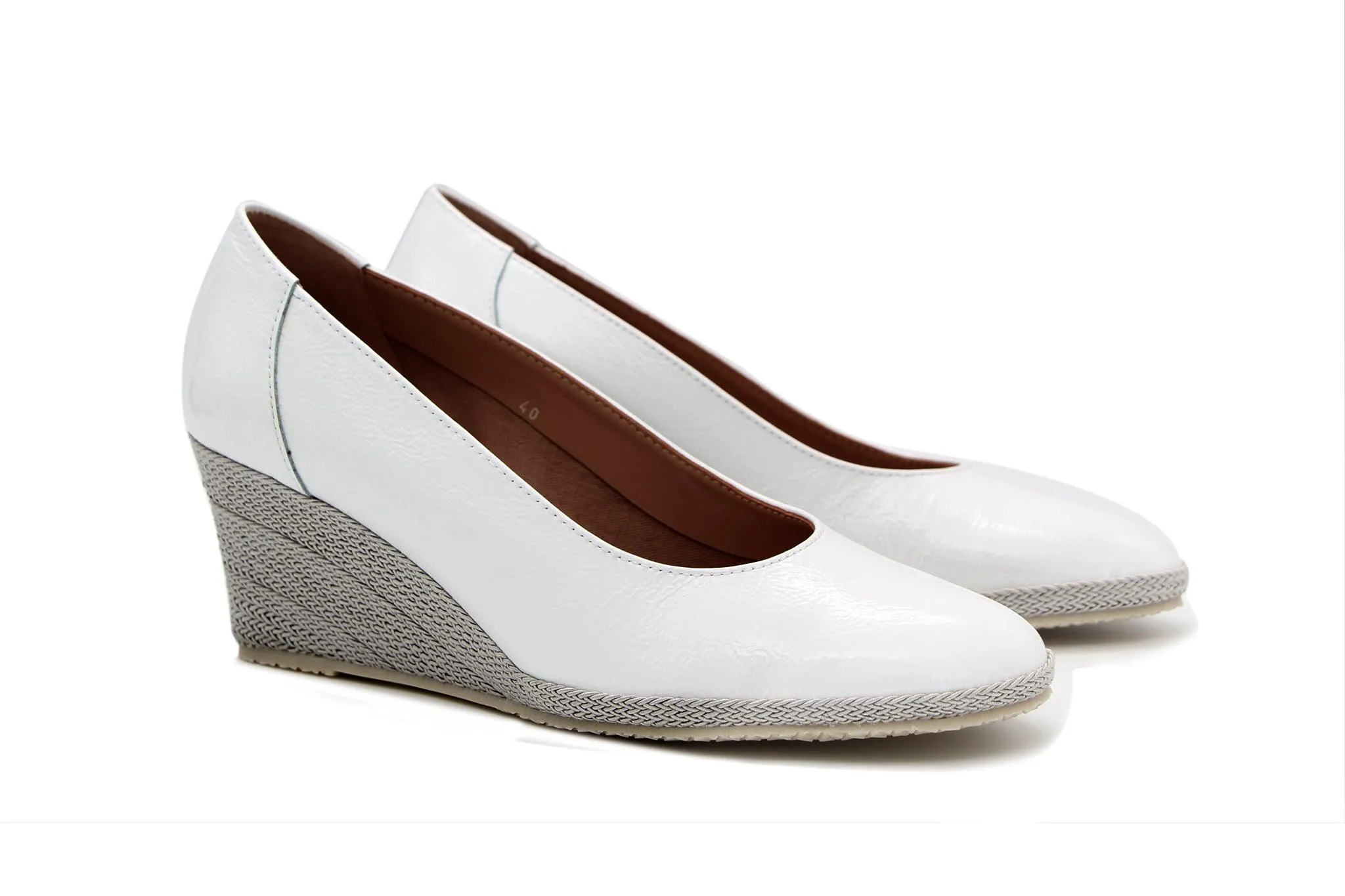 Bruno's White Wedge Shoe Regina