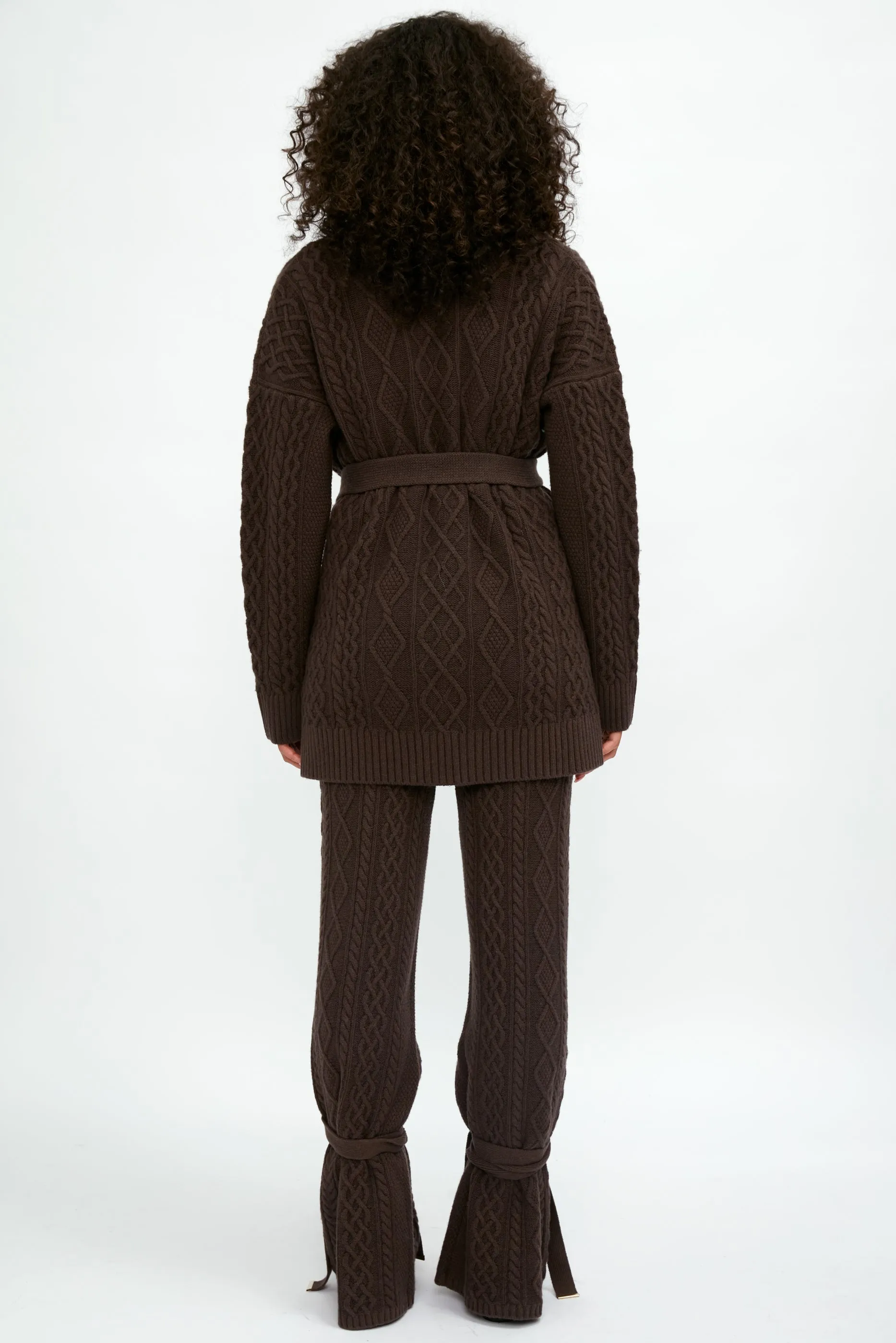 Cable Knit Cardigan - Chocolate Brown