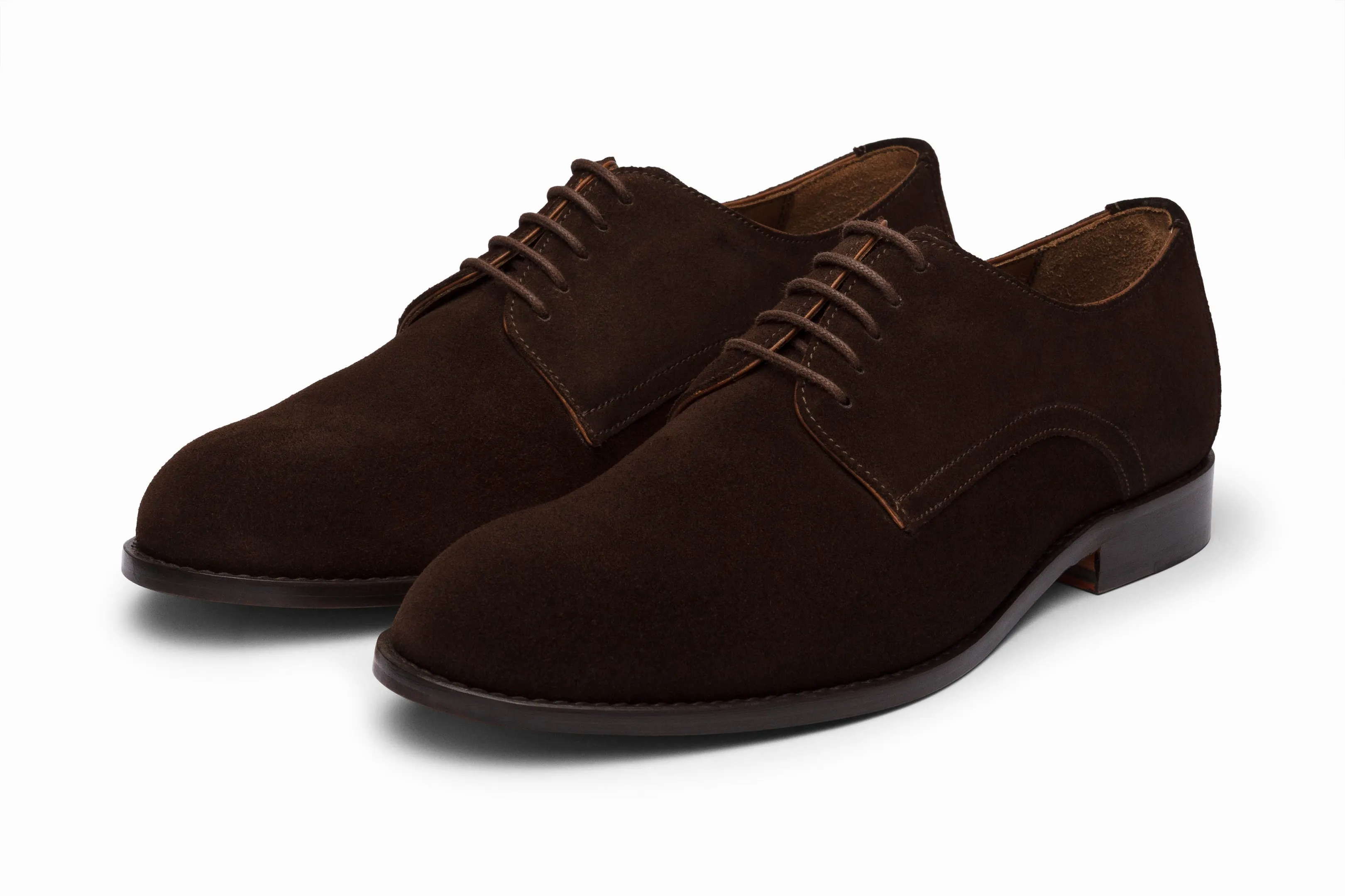 Casual Derby Shoes - Dark Brown Suede