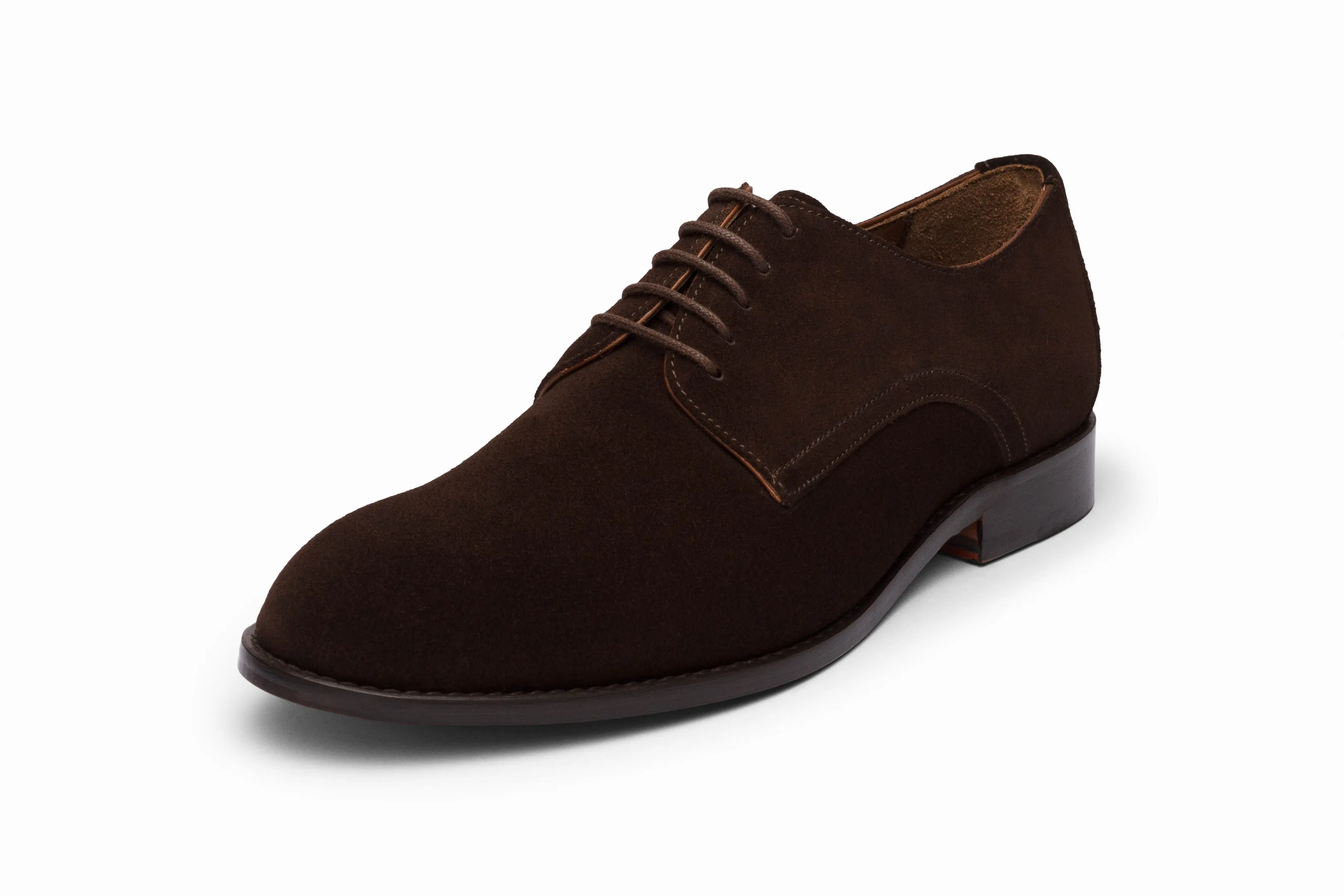 Casual Derby Shoes - Dark Brown Suede