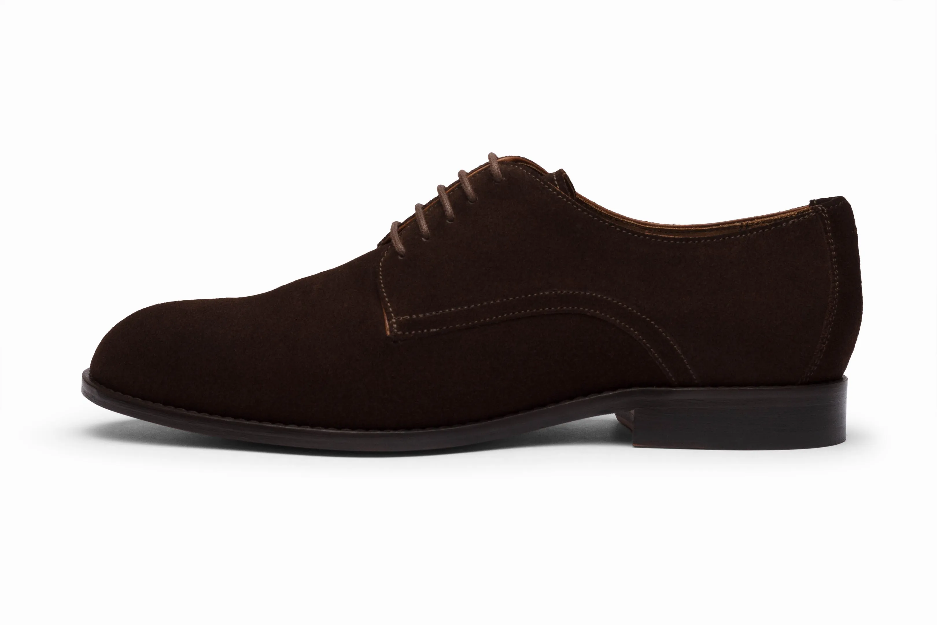 Casual Derby Shoes - Dark Brown Suede