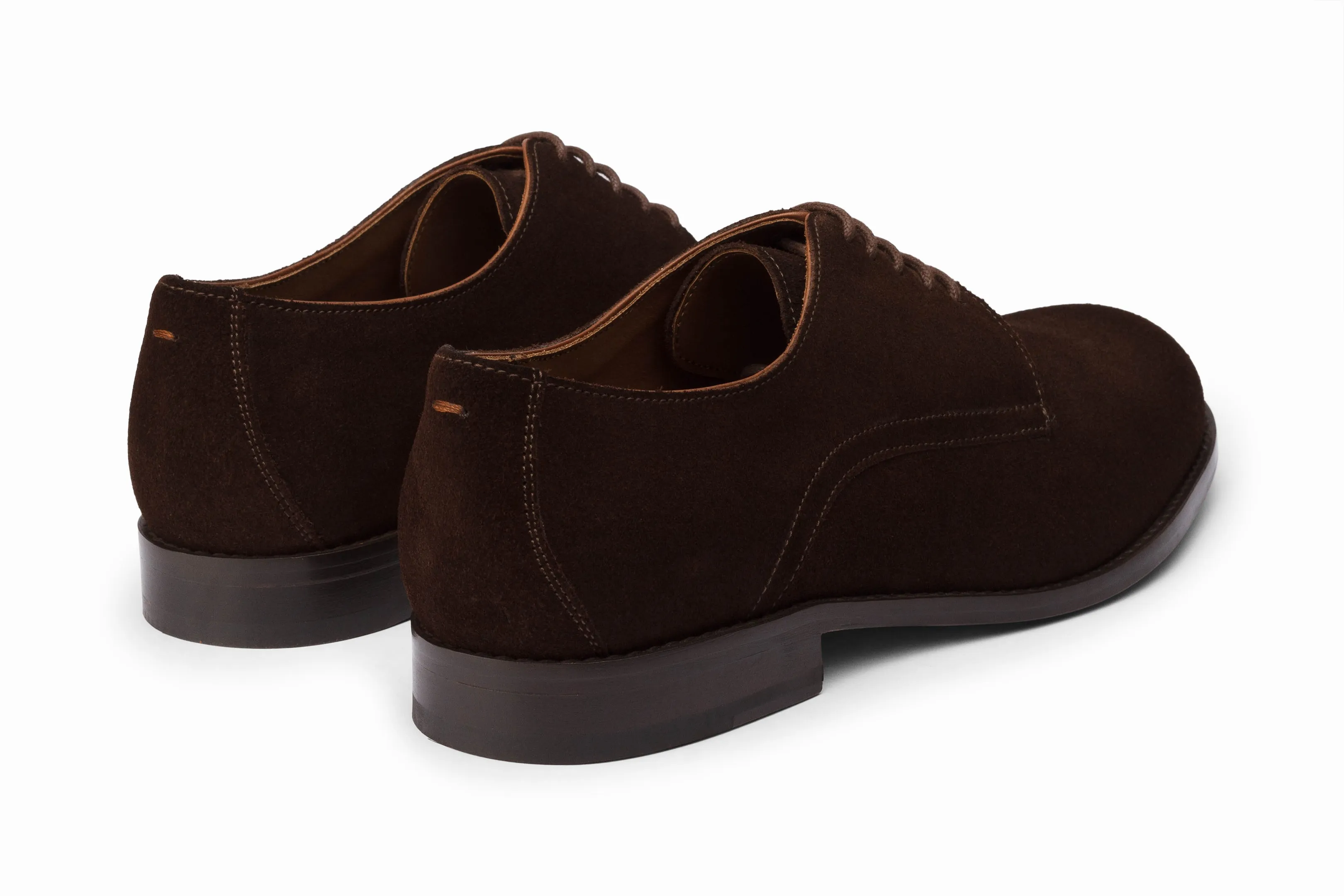 Casual Derby Shoes - Dark Brown Suede