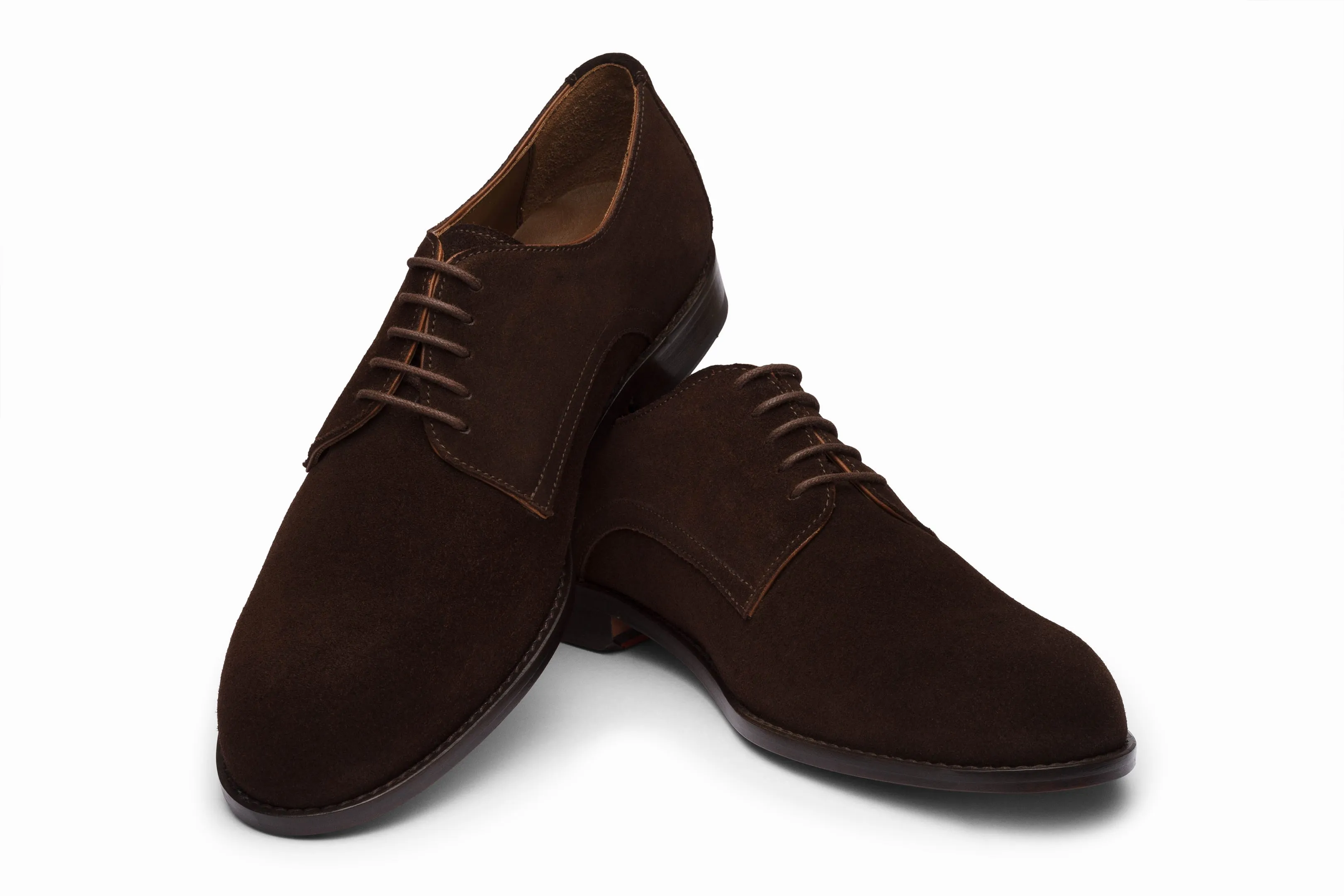 Casual Derby Shoes - Dark Brown Suede