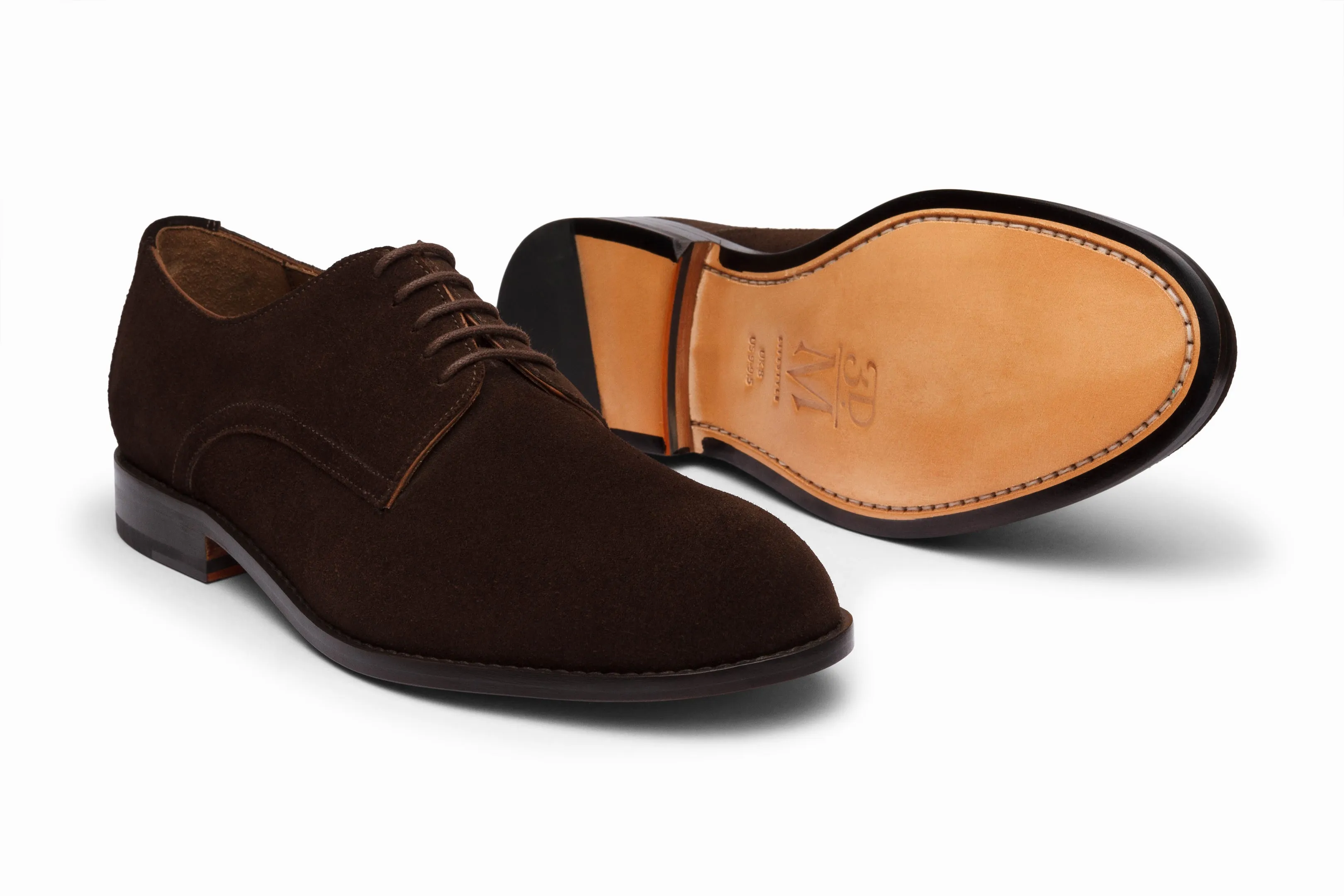 Casual Derby Shoes - Dark Brown Suede