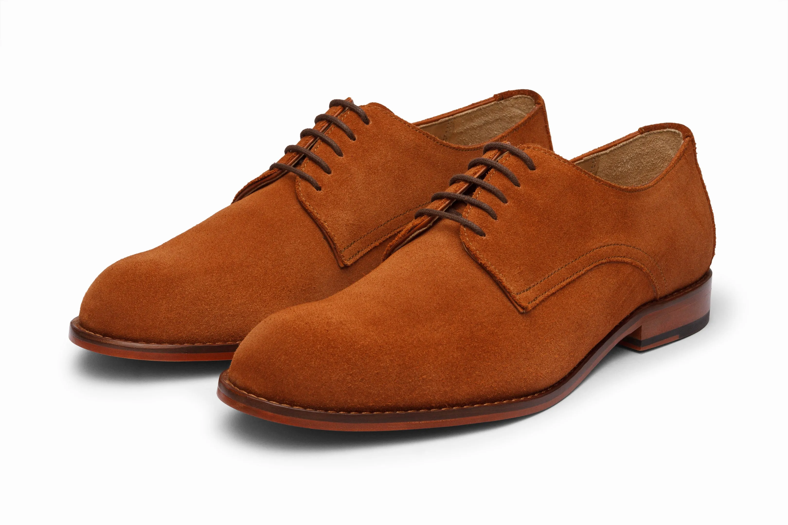 Casual Suede Derby Shoes - Rust Color