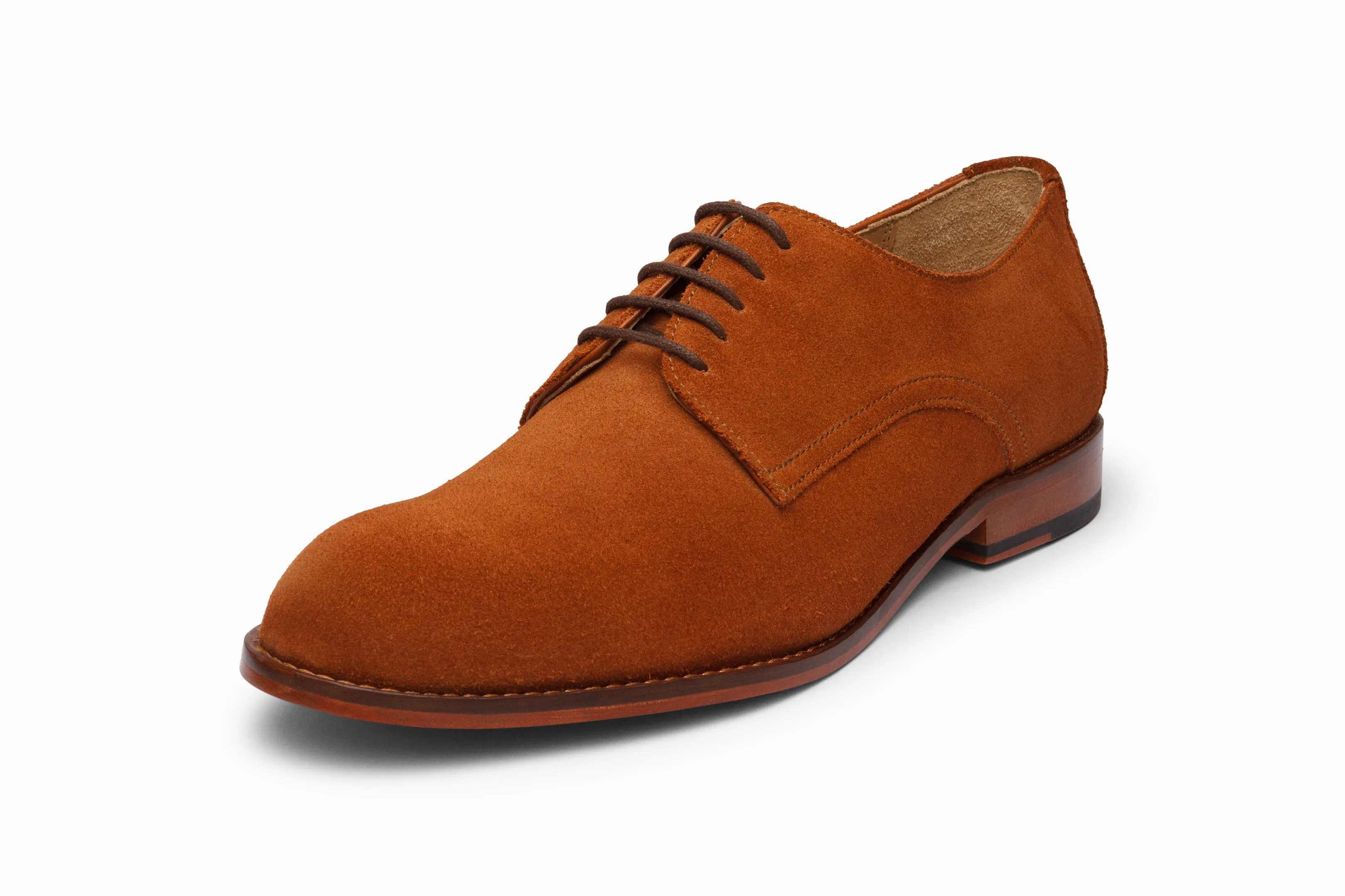 Casual Suede Derby Shoes - Rust Color