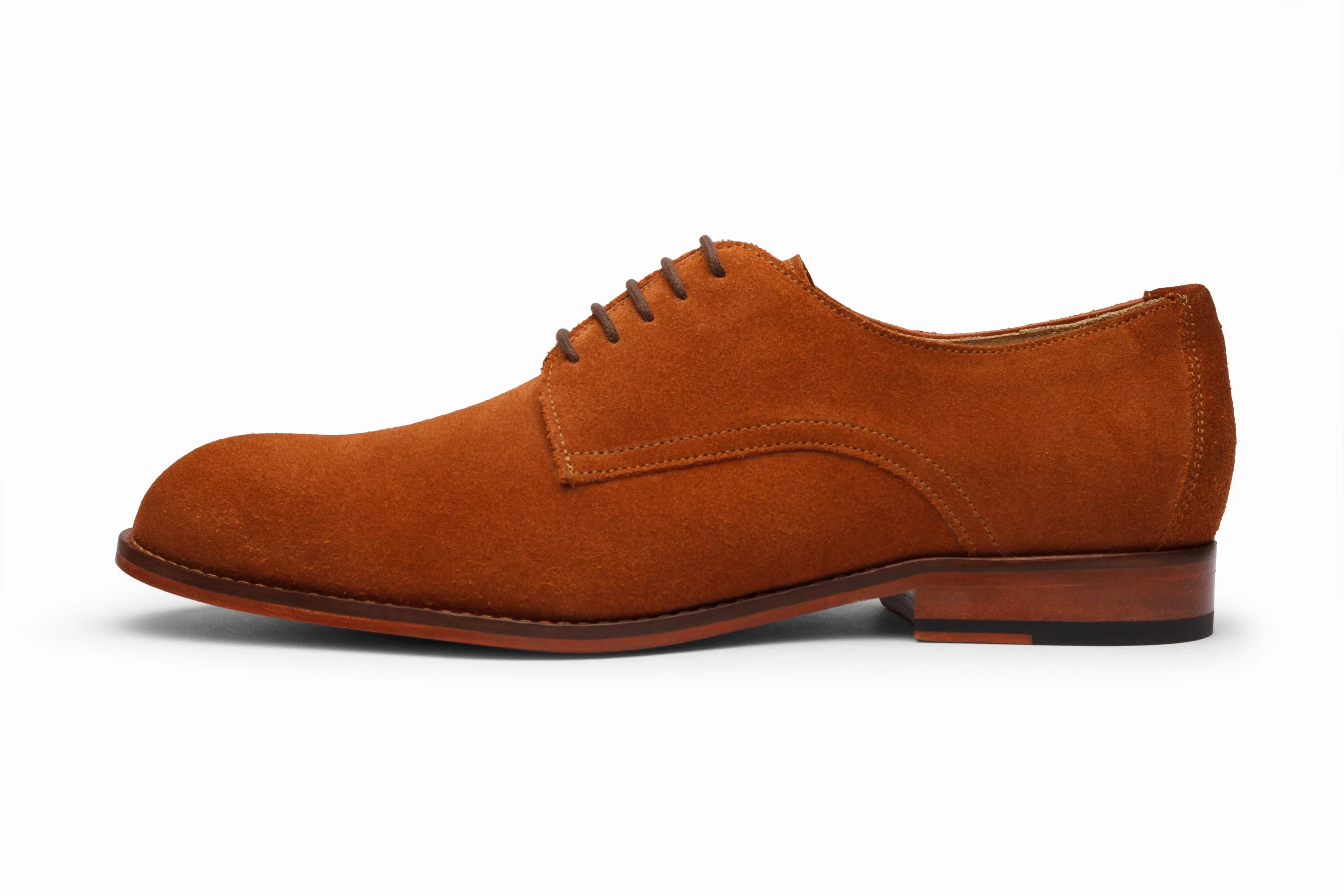 Casual Suede Derby Shoes - Rust Color