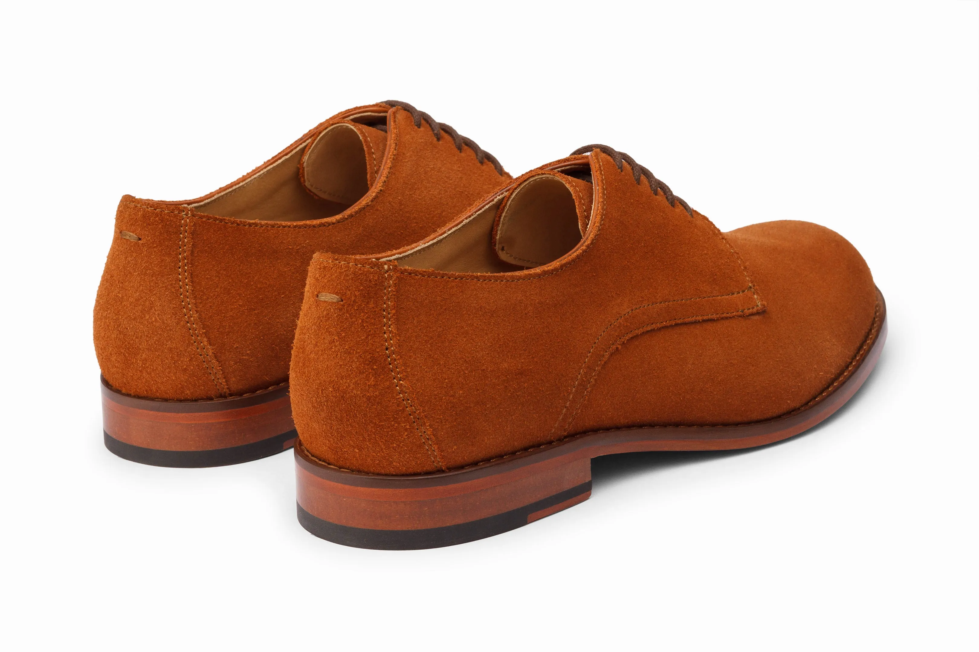 Casual Suede Derby Shoes - Rust Color