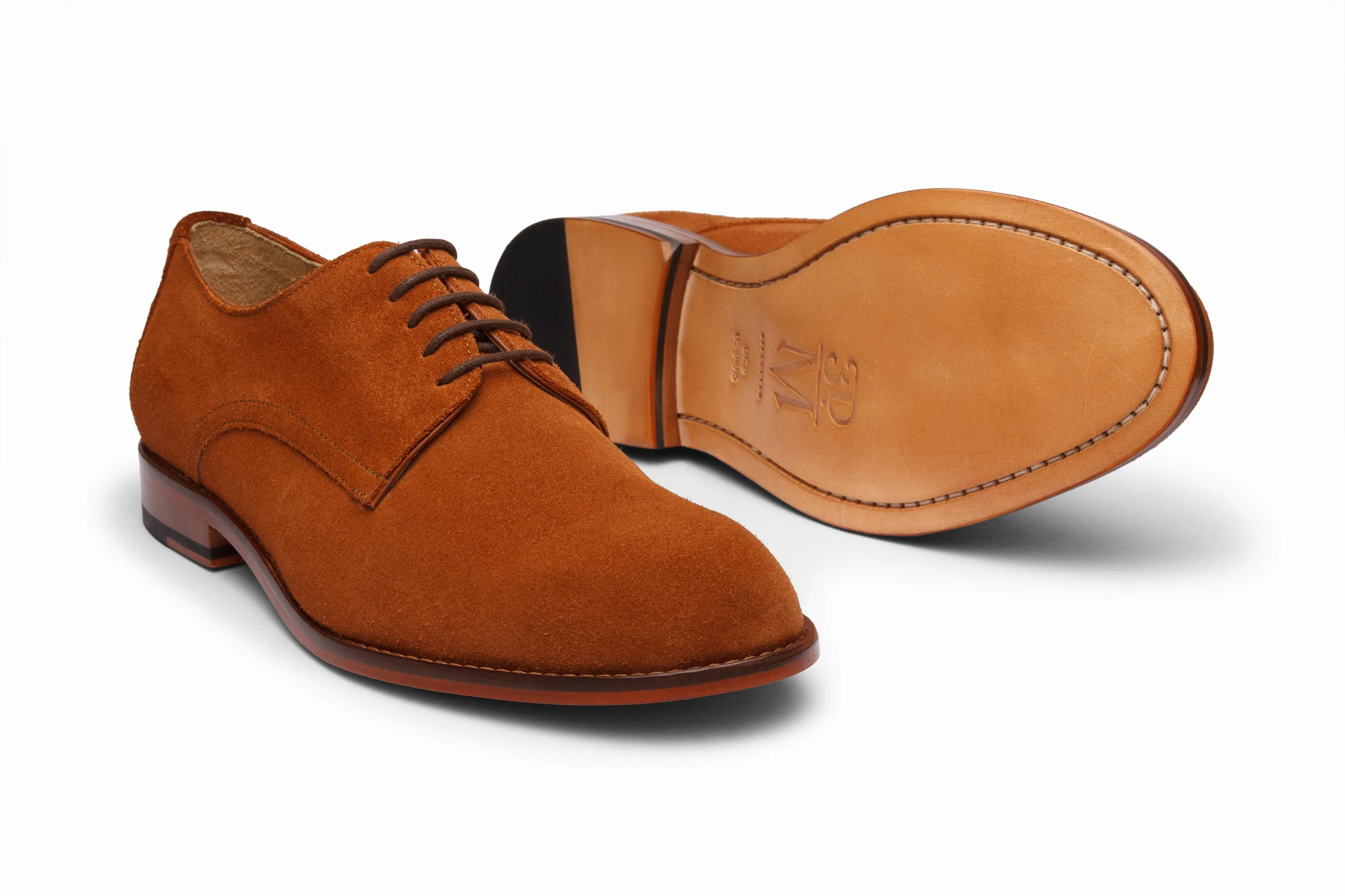 Casual Suede Derby Shoes - Rust Color