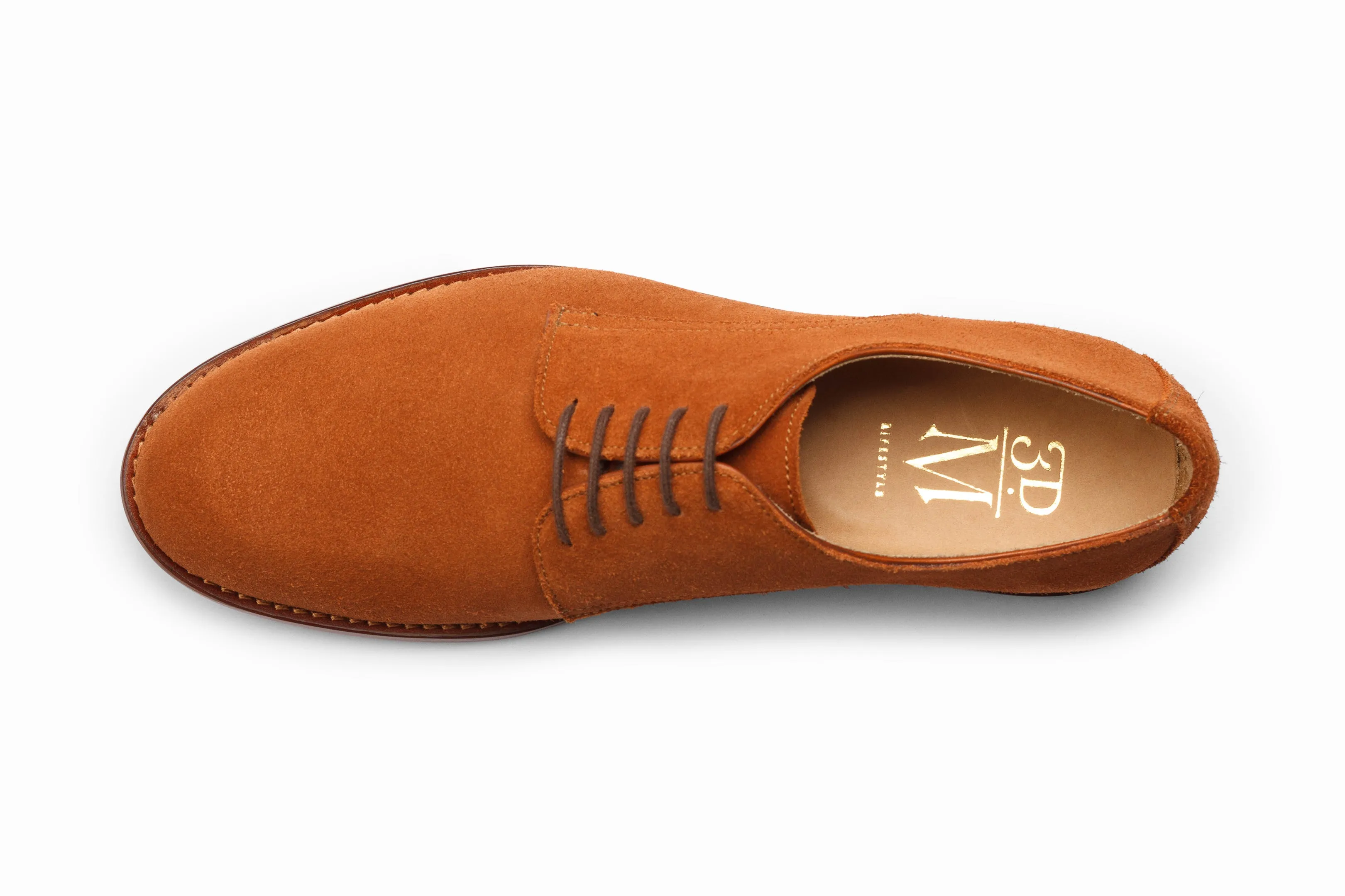 Casual Suede Derby Shoes - Rust Color