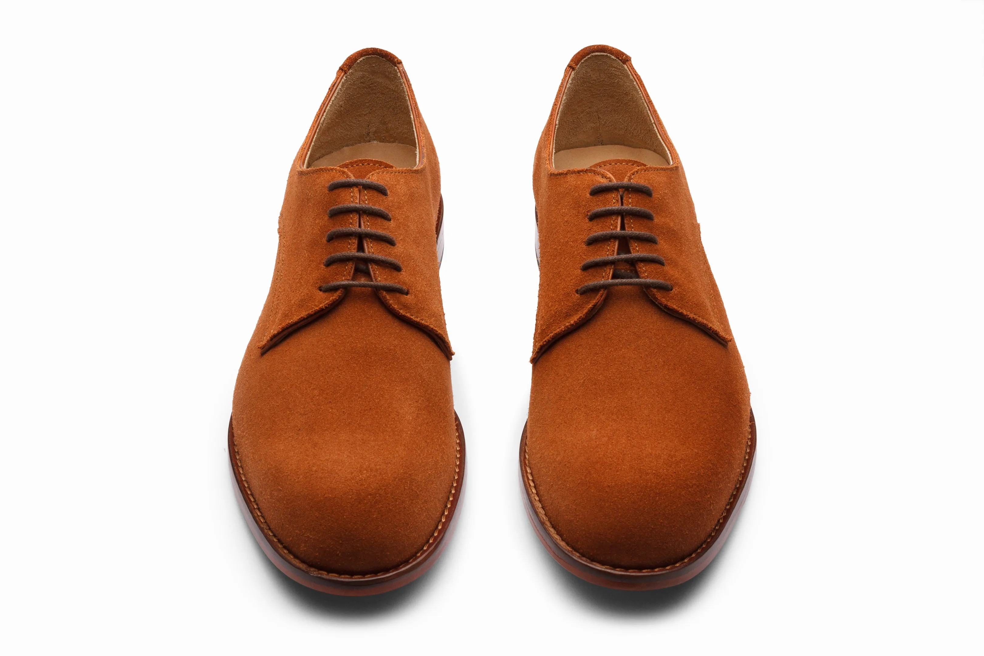 Casual Suede Derby Shoes - Rust Color