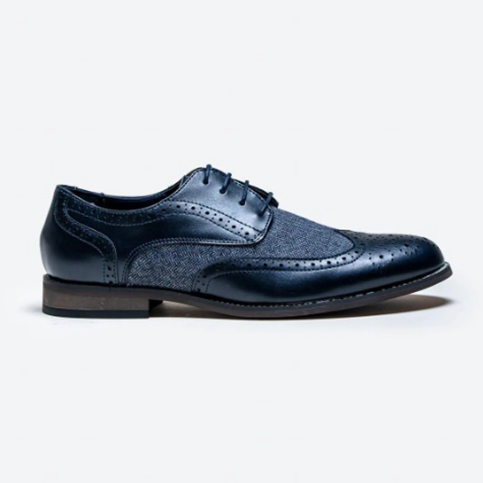 Cavani Oliver Navy Tweed Leather Brogues Formal Shoes