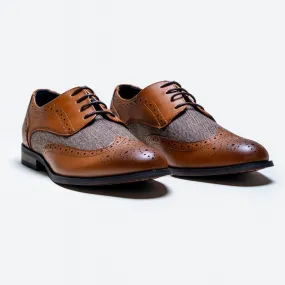 Cavani Oliver Tan Tweed Leather Brogues Formal Shoes