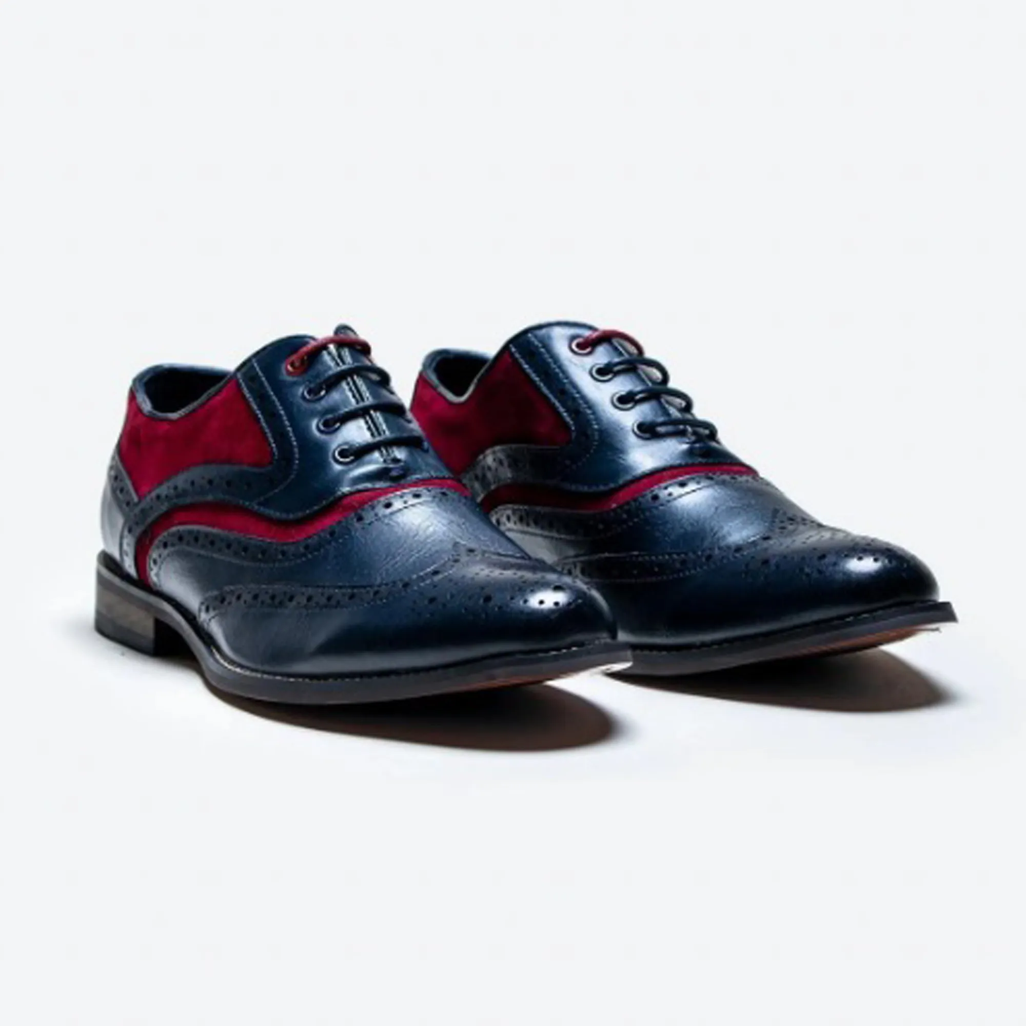 Cavani Russell Navy/Red Leather Brogues Formal Shoes