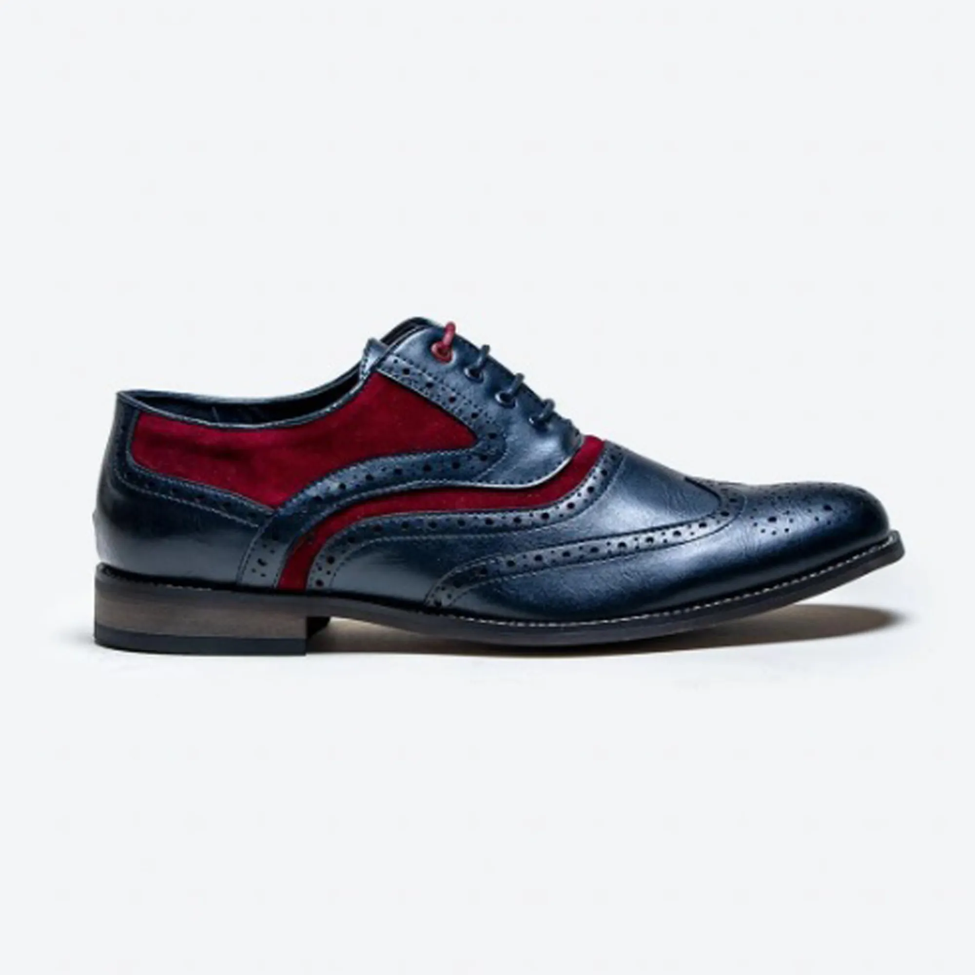 Cavani Russell Navy/Red Leather Brogues Formal Shoes