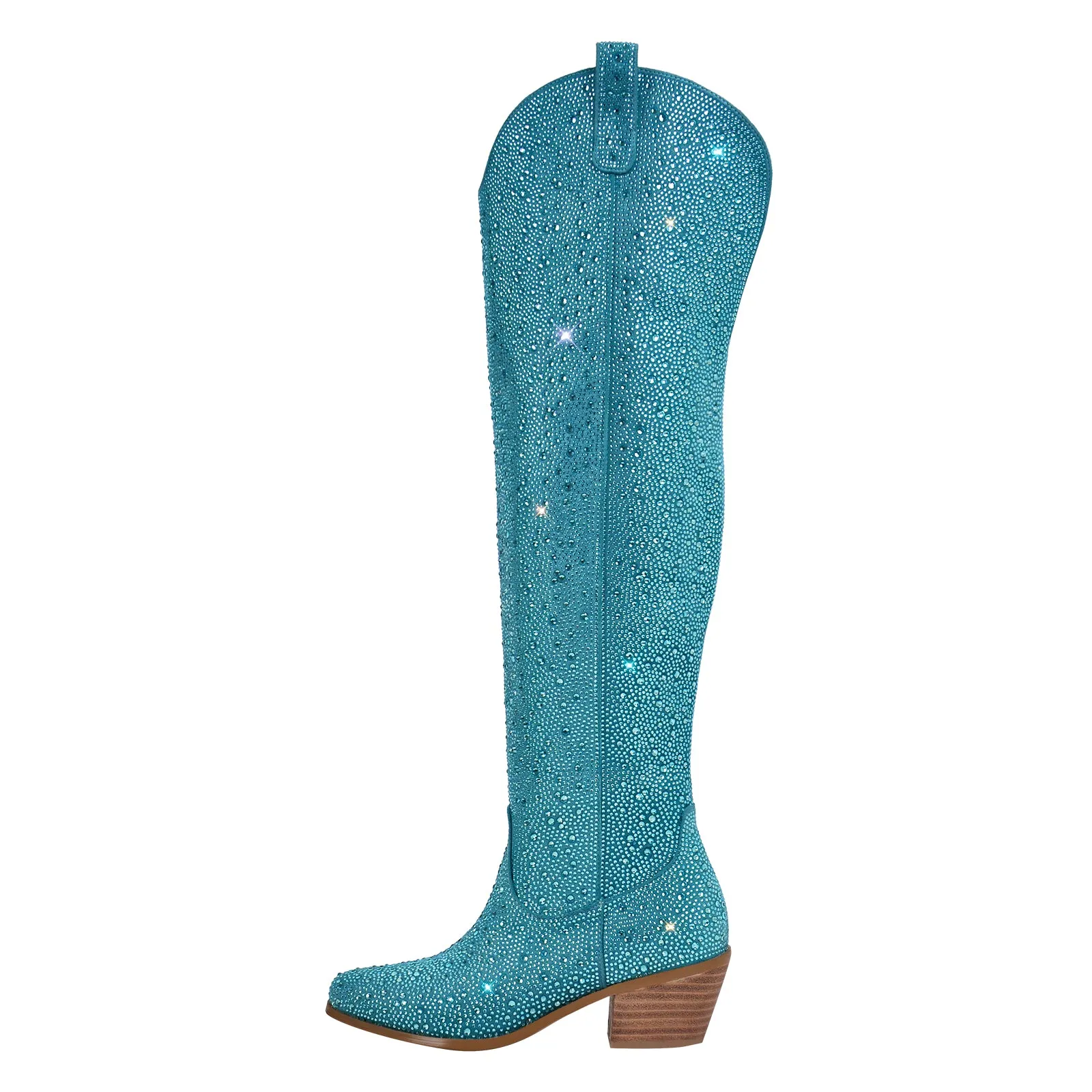 Chunky Rhinestone Over The Knee Boots