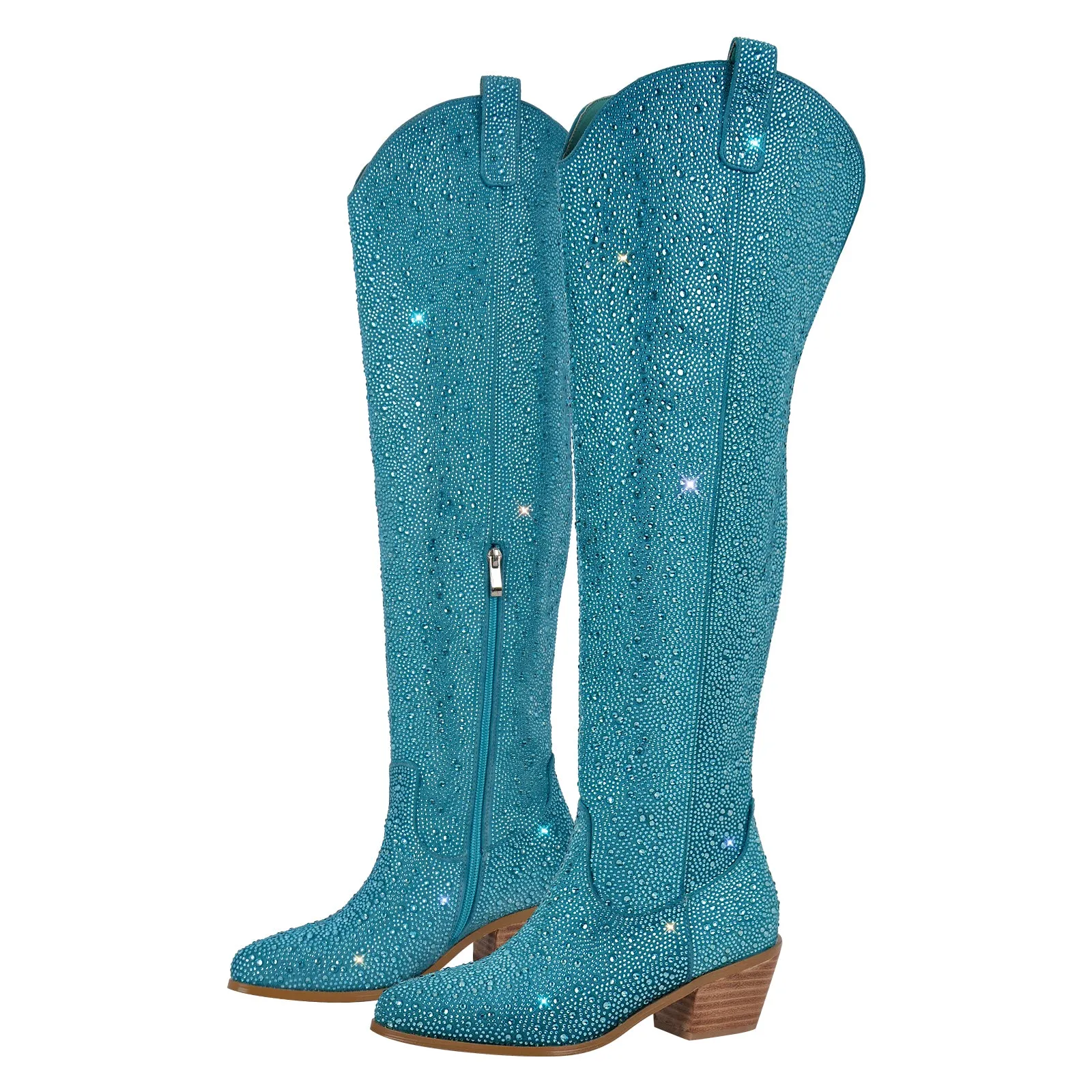 Chunky Rhinestone Over The Knee Boots