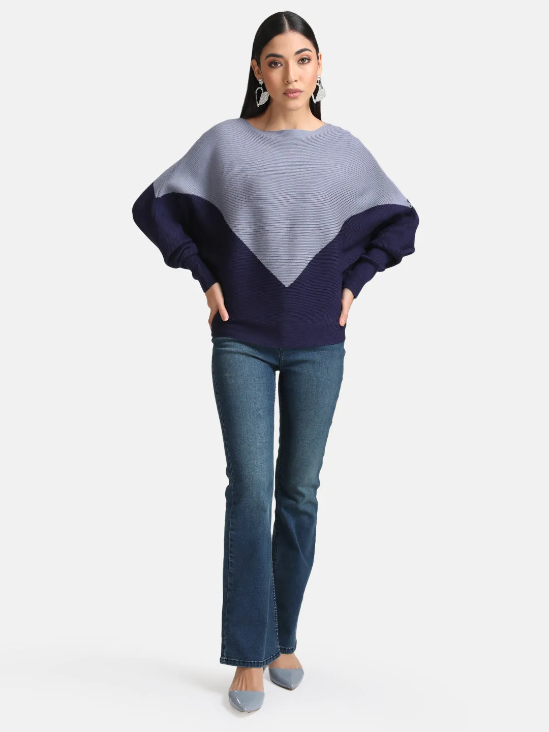 Color Block Batwing Sweater