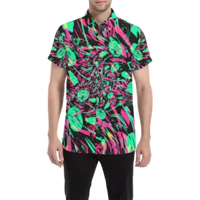 Colorful Trippy Patterned Short Sleeve Shirt