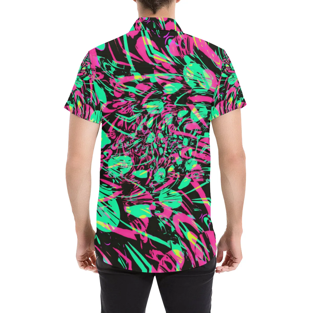 Colorful Trippy Patterned Short Sleeve Shirt