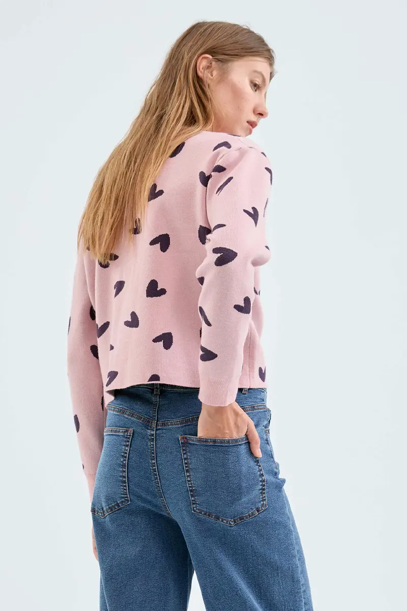 Compania Fantastica | Cardigan punto fino with heart print