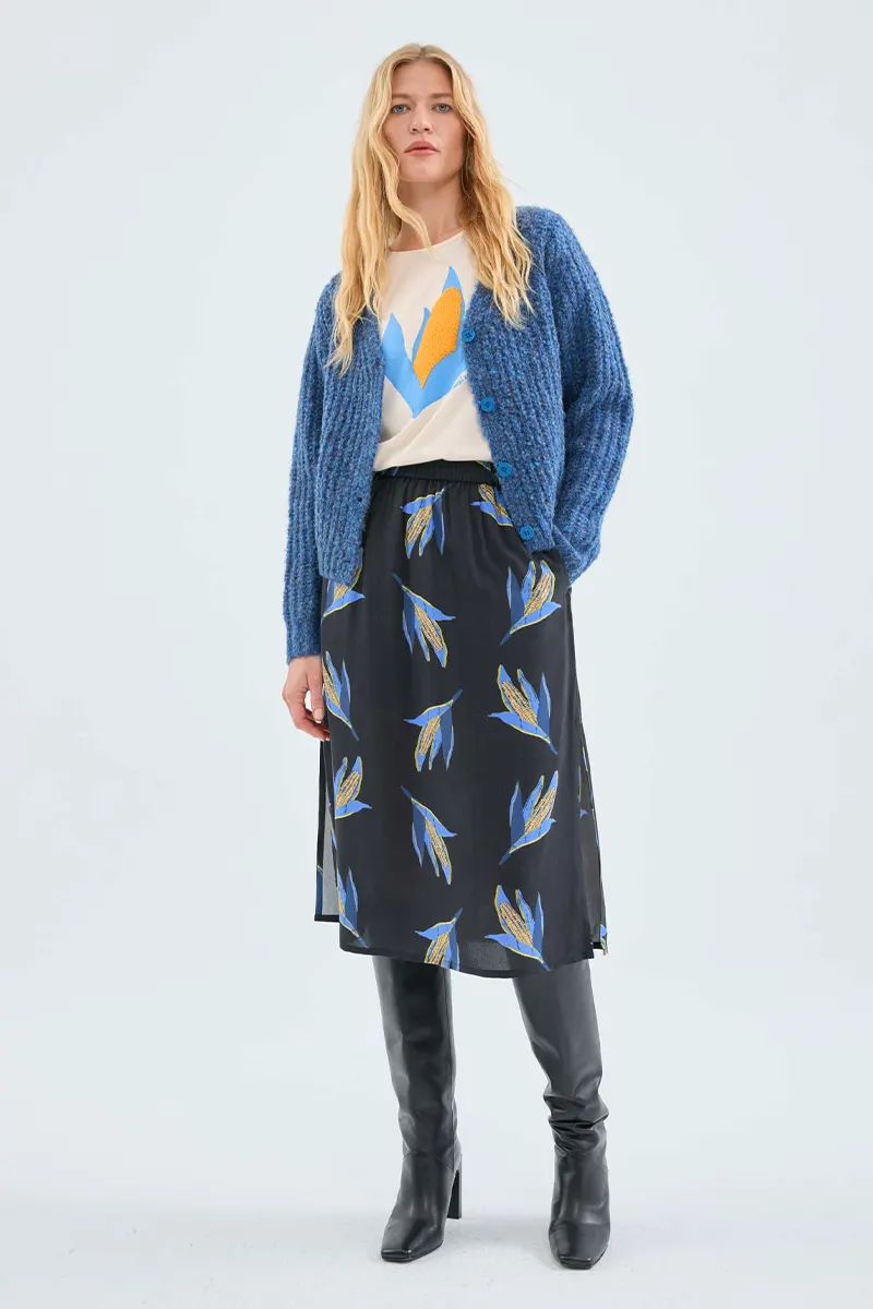 COMPANIA FANTASTICA | Thick blue knit cardigan