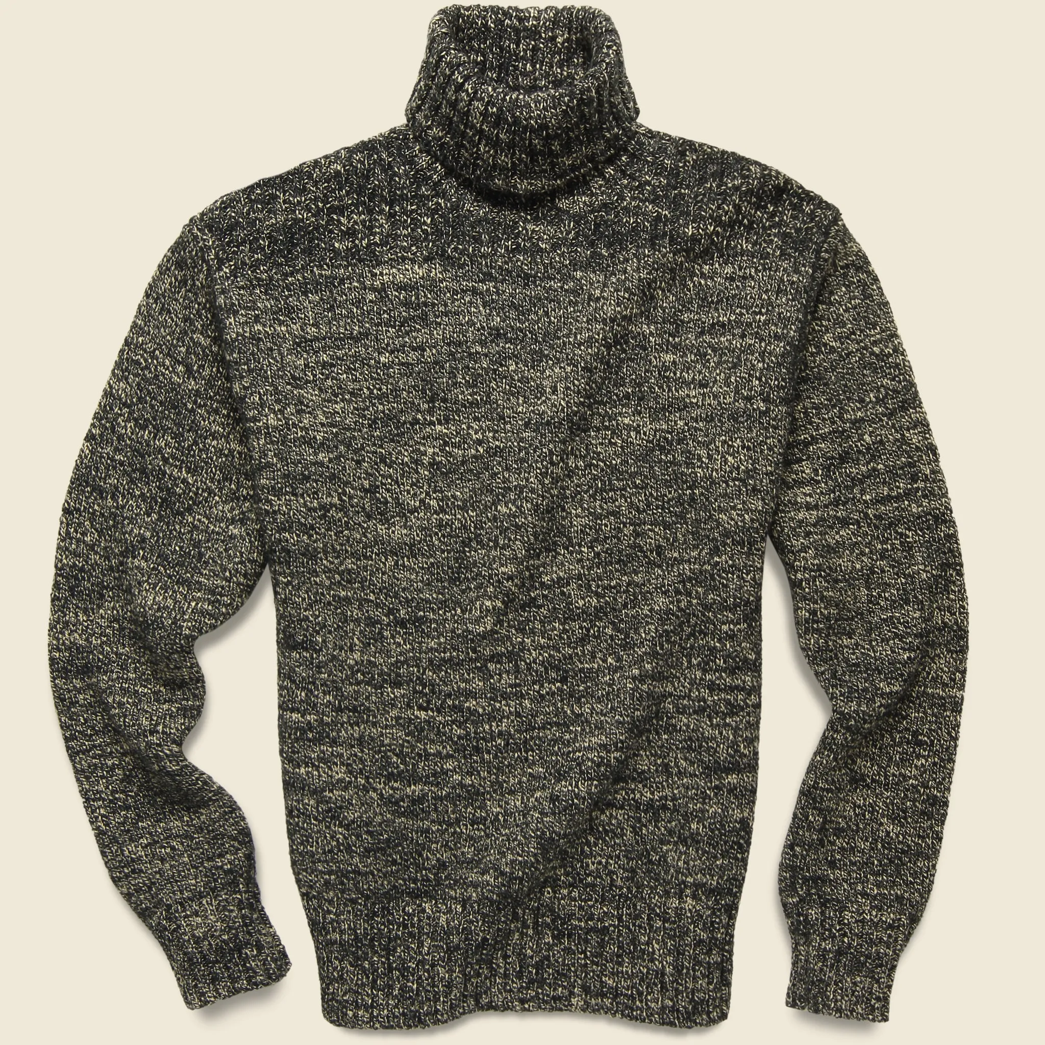 Cotton-Blend Turtleneck Sweater - Black/Cream