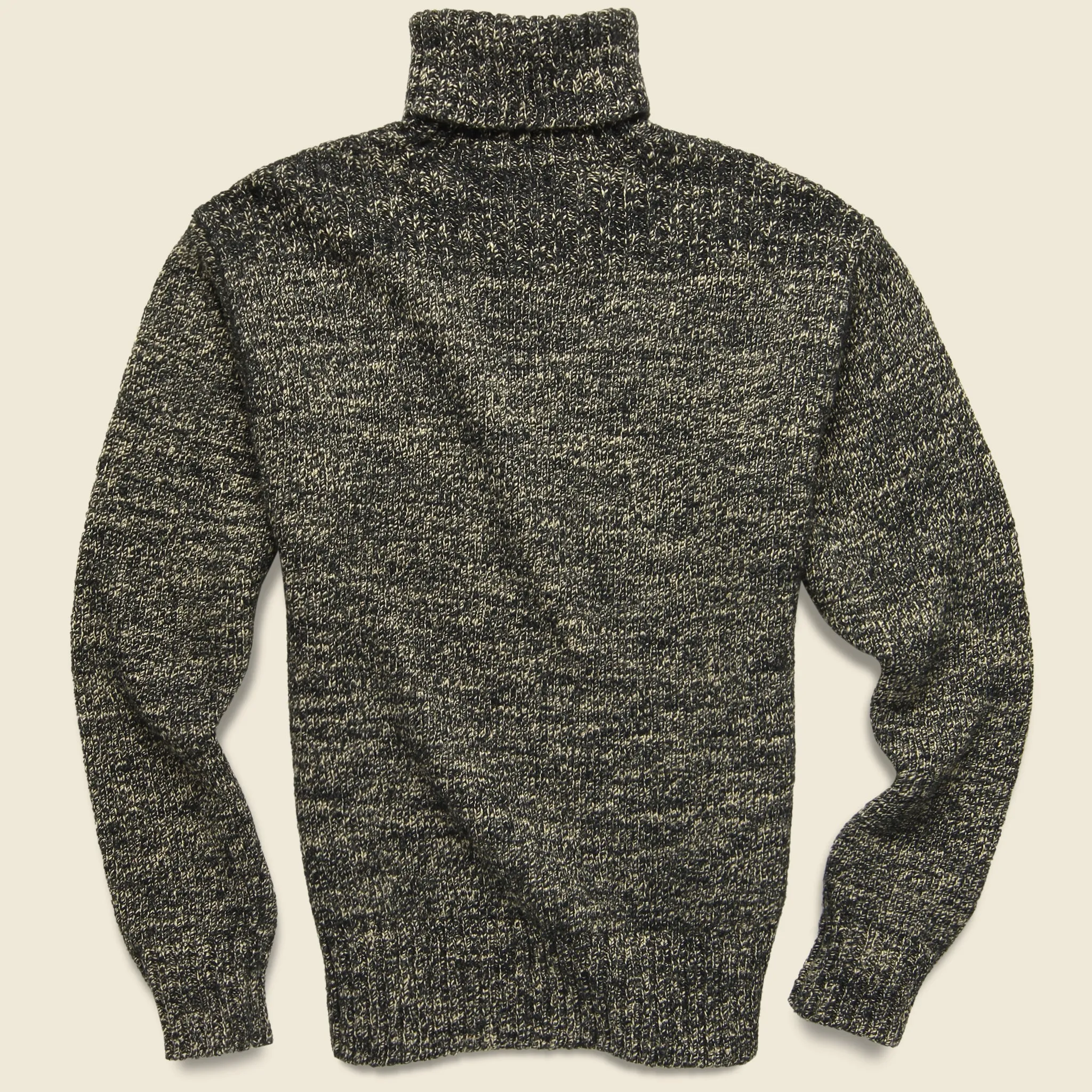 Cotton-Blend Turtleneck Sweater - Black/Cream