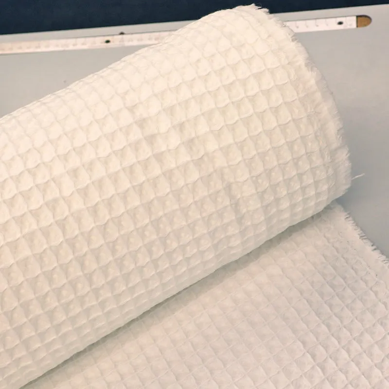 Cotton Double Gauze - Waffle Texture - Pure White