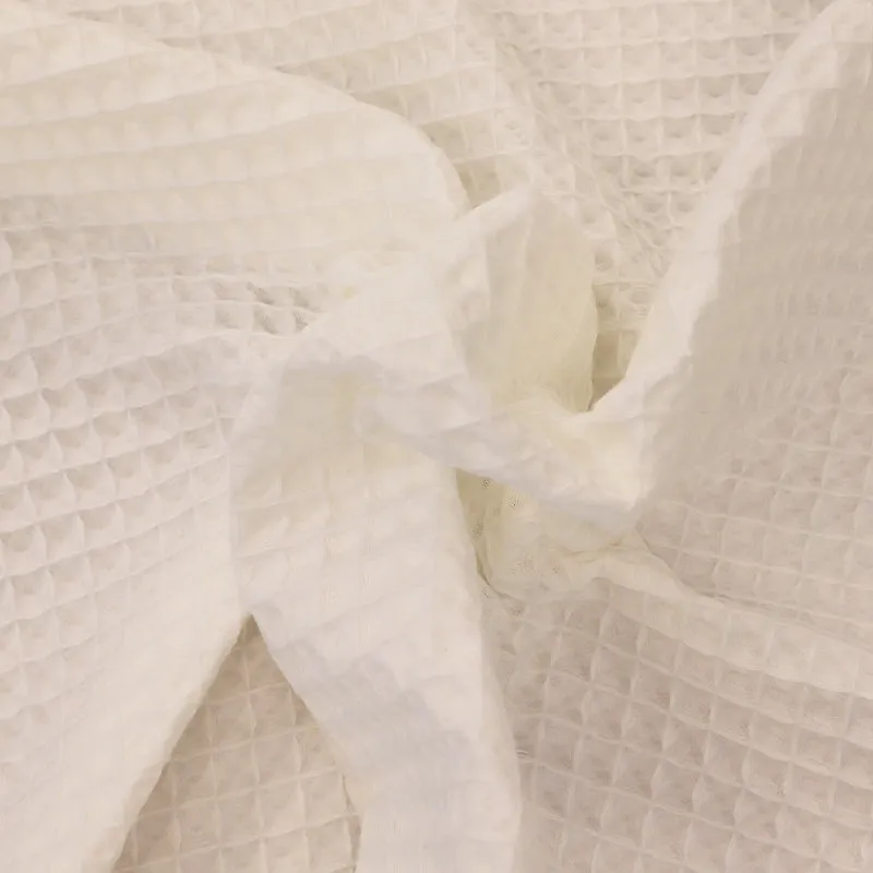 Cotton Double Gauze - Waffle Texture - Pure White