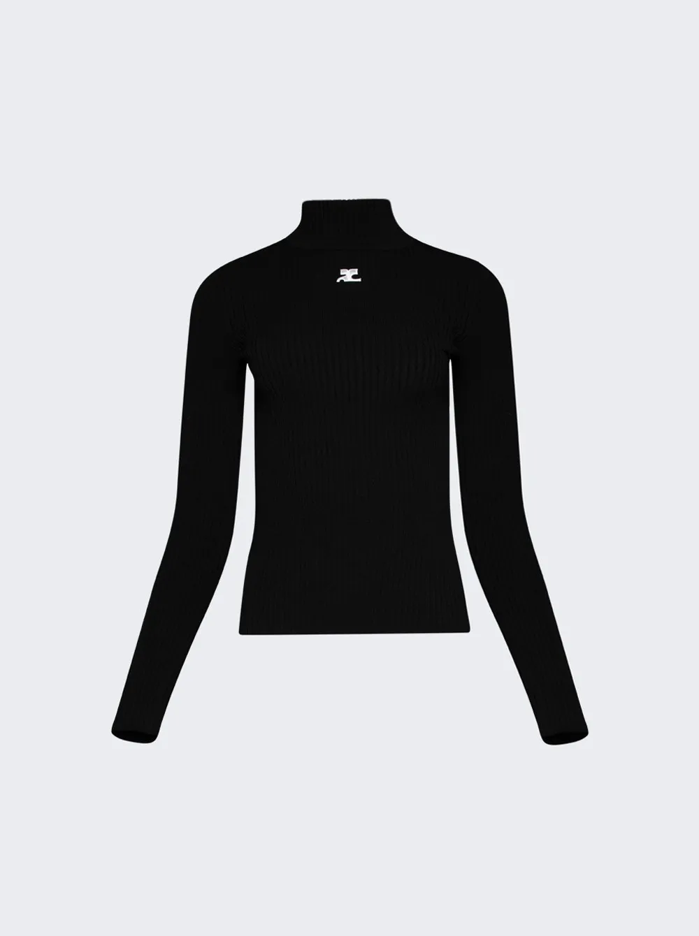 Courrèges Black Turtleneck Long-sleeve Rib Sweater