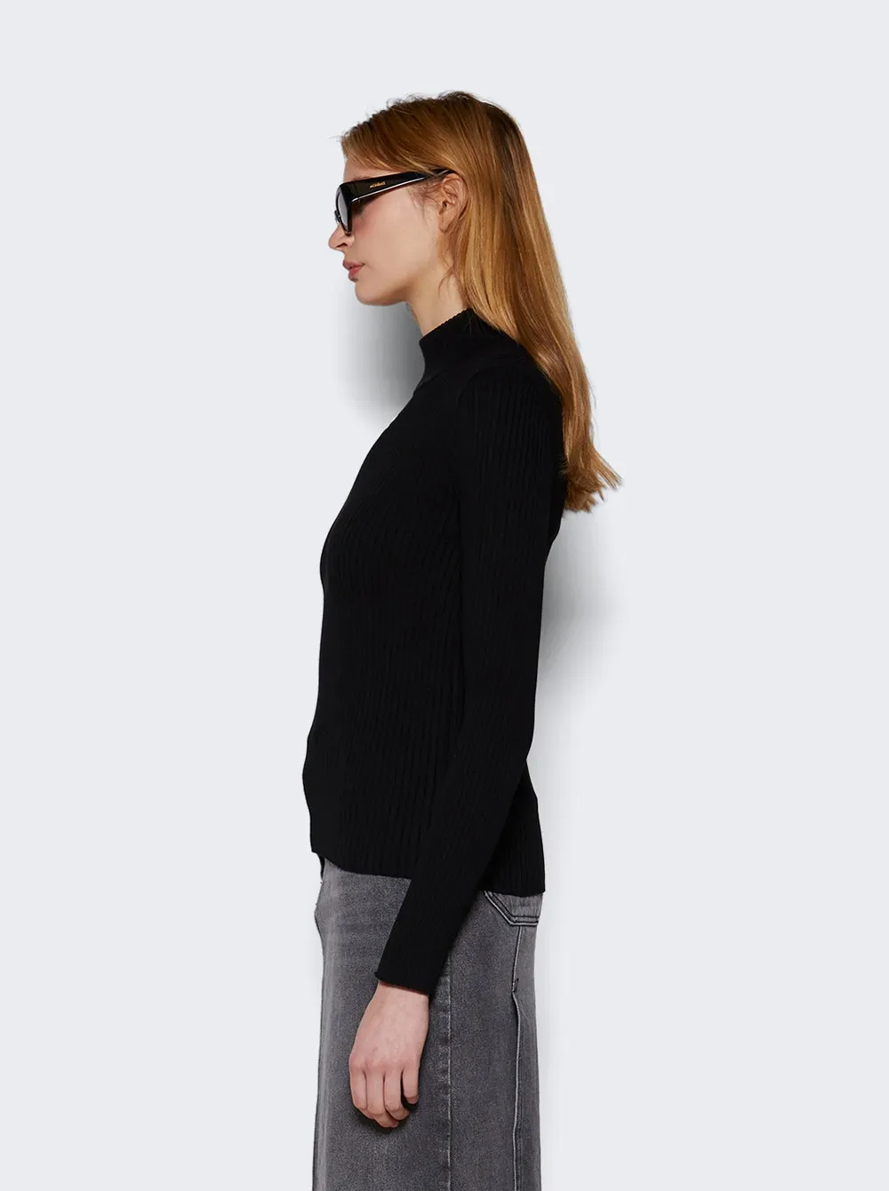 Courrèges Black Turtleneck Long-sleeve Rib Sweater