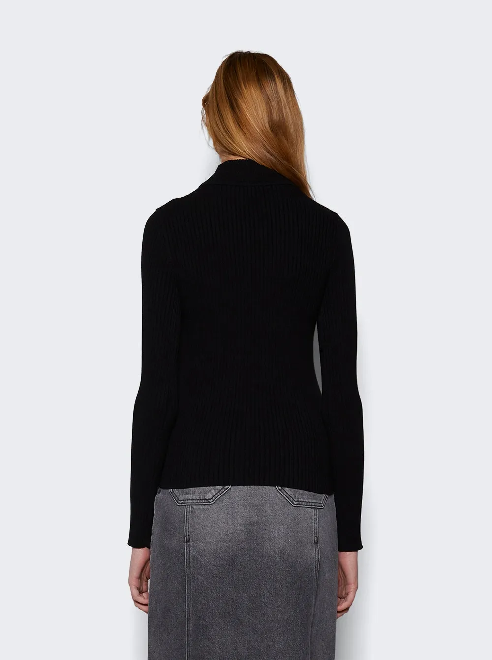 Courrèges Black Turtleneck Long-sleeve Rib Sweater