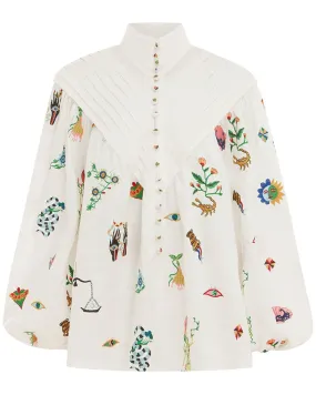 Cream Embroidered Atticus Shirt