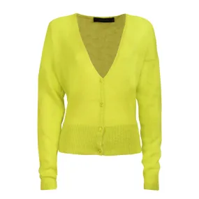 Cropped Mohair Cardigan for Women in Acid Green