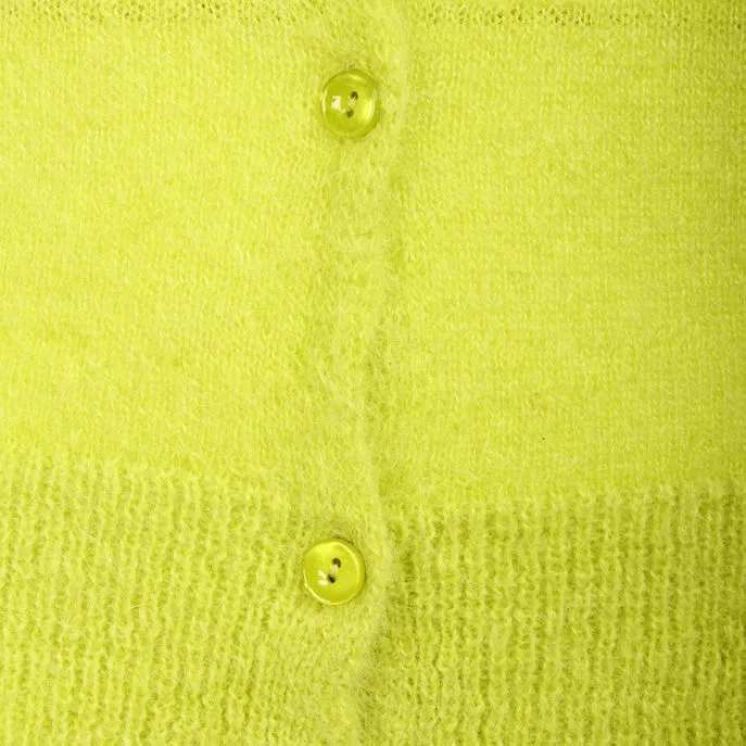 Cropped Mohair Cardigan for Women in Acid Green