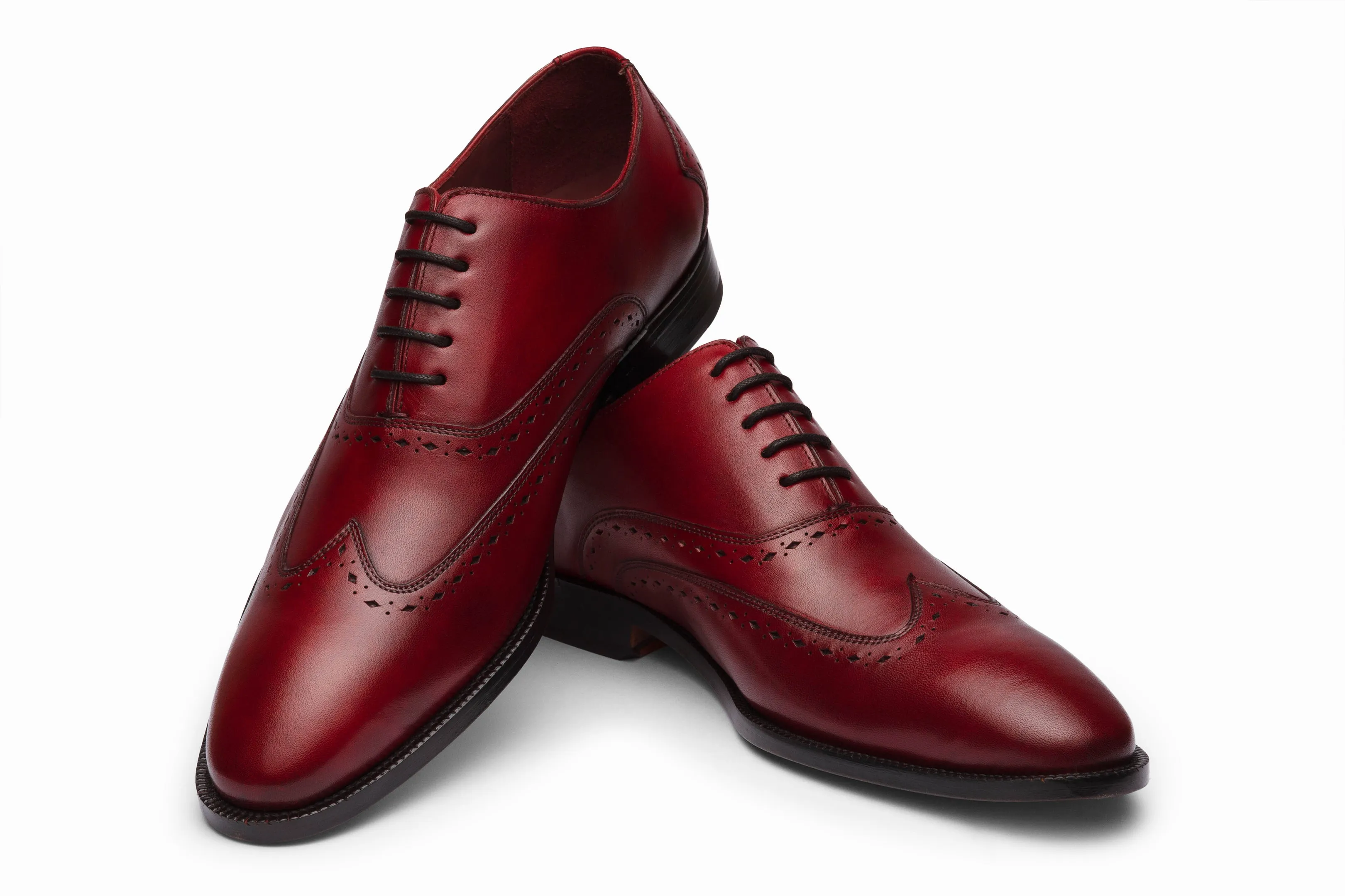 Dark Oxblood Wingtip Oxford Shoes