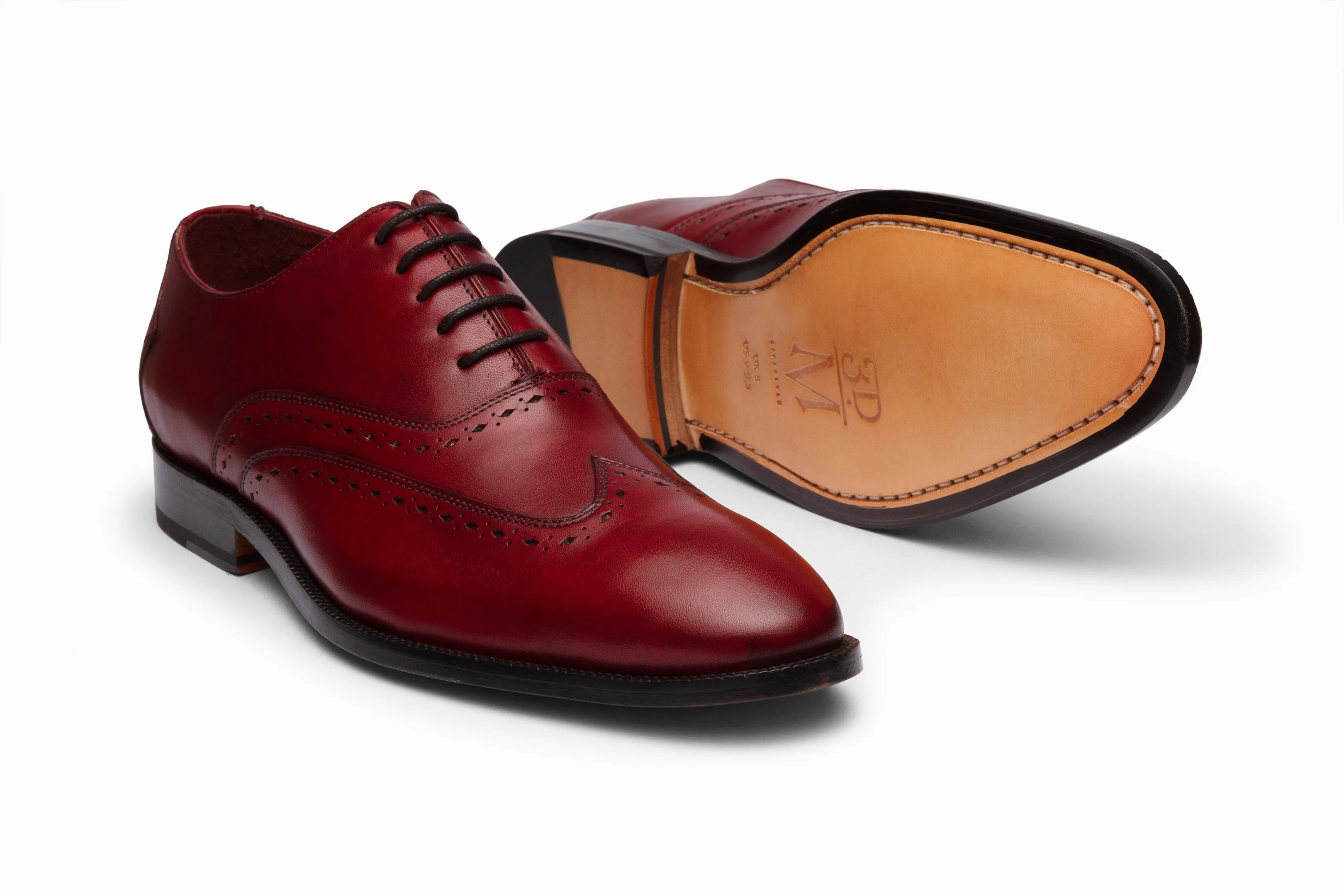 Dark Oxblood Wingtip Oxford Shoes