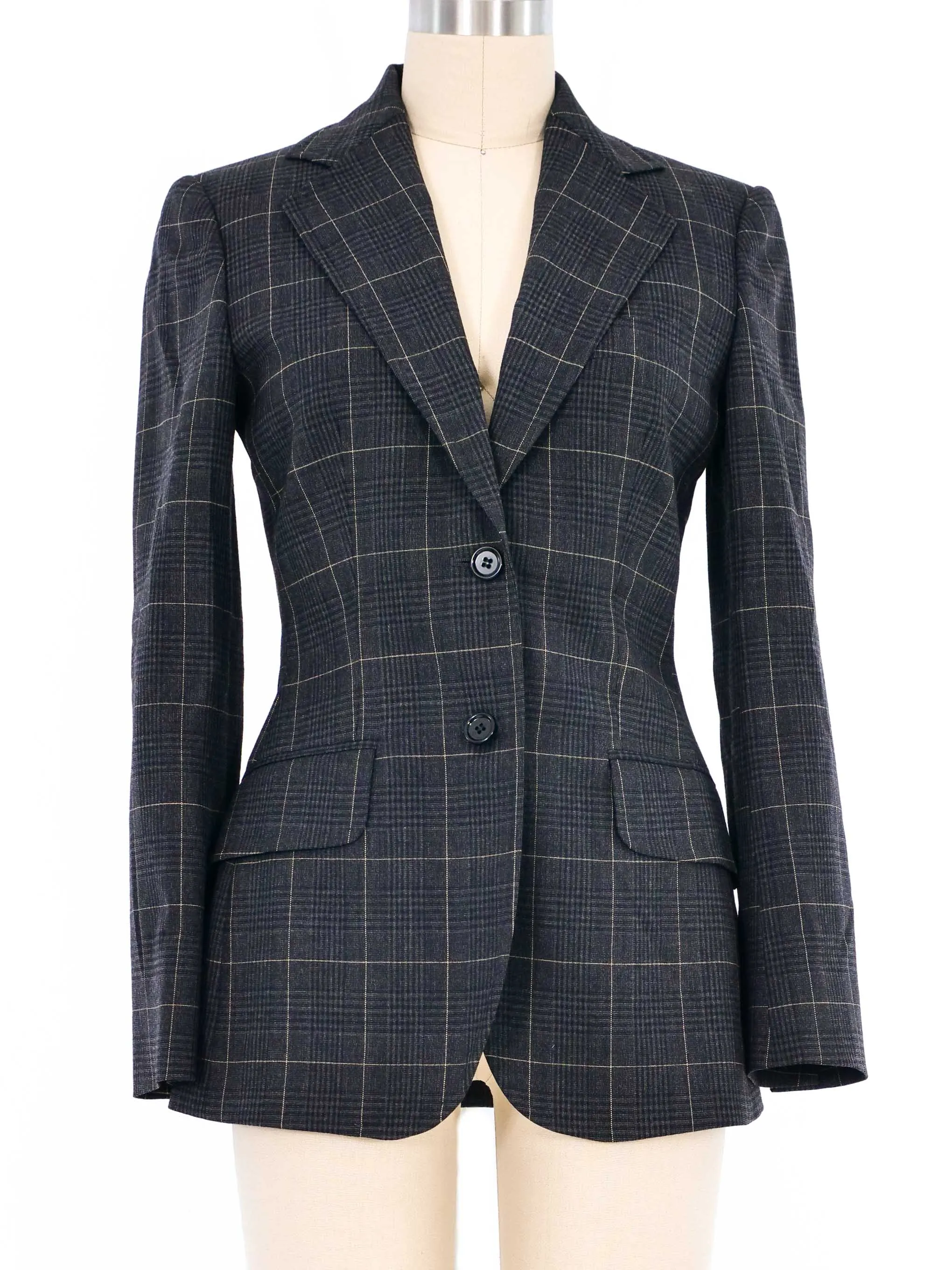 Dolce And Gabbana Charcoal Plaid Blazer