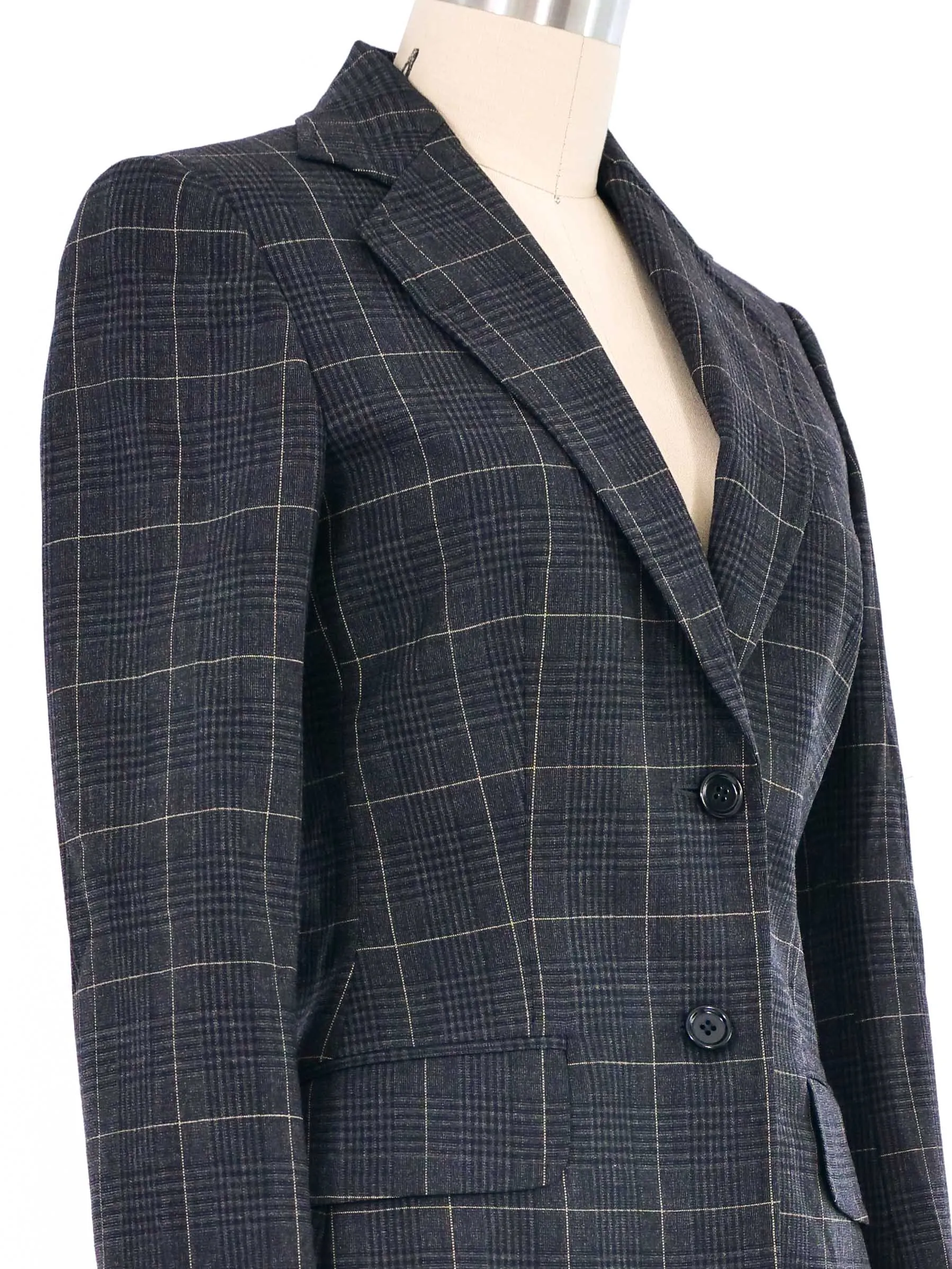 Dolce And Gabbana Charcoal Plaid Blazer