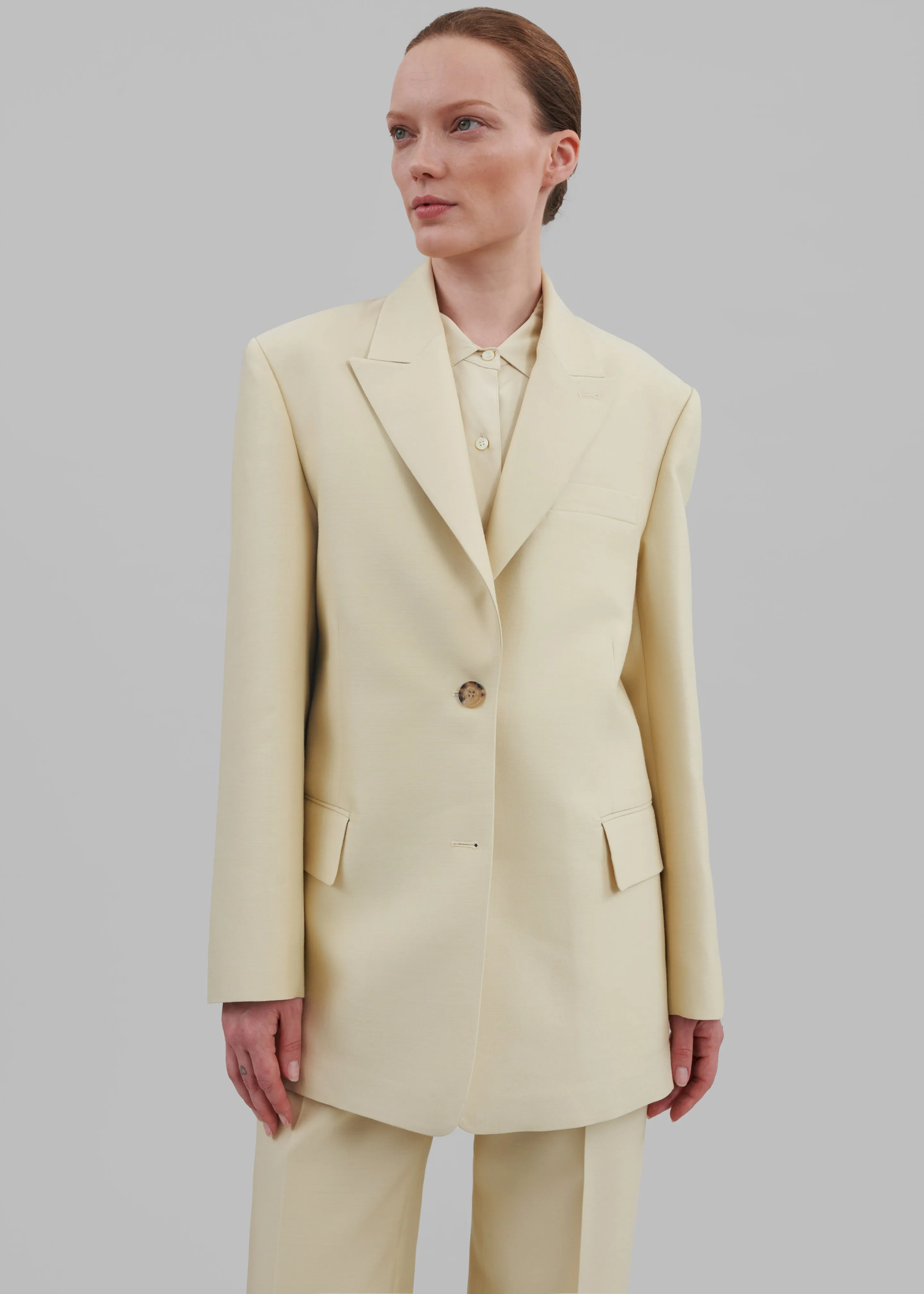 Emra Silk Blazer - Pale Yellow