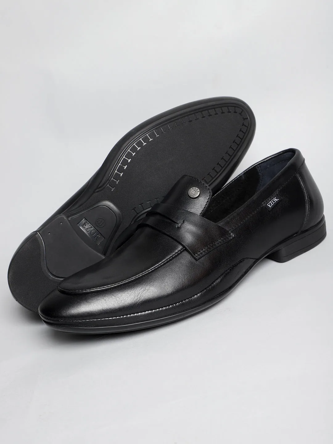 Ezok Men Leather Loafer Mocassins - Black