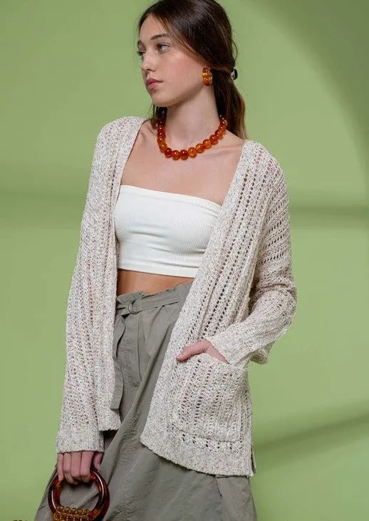 FINAL SALE - Reunited Crochet Cardigan in Natural