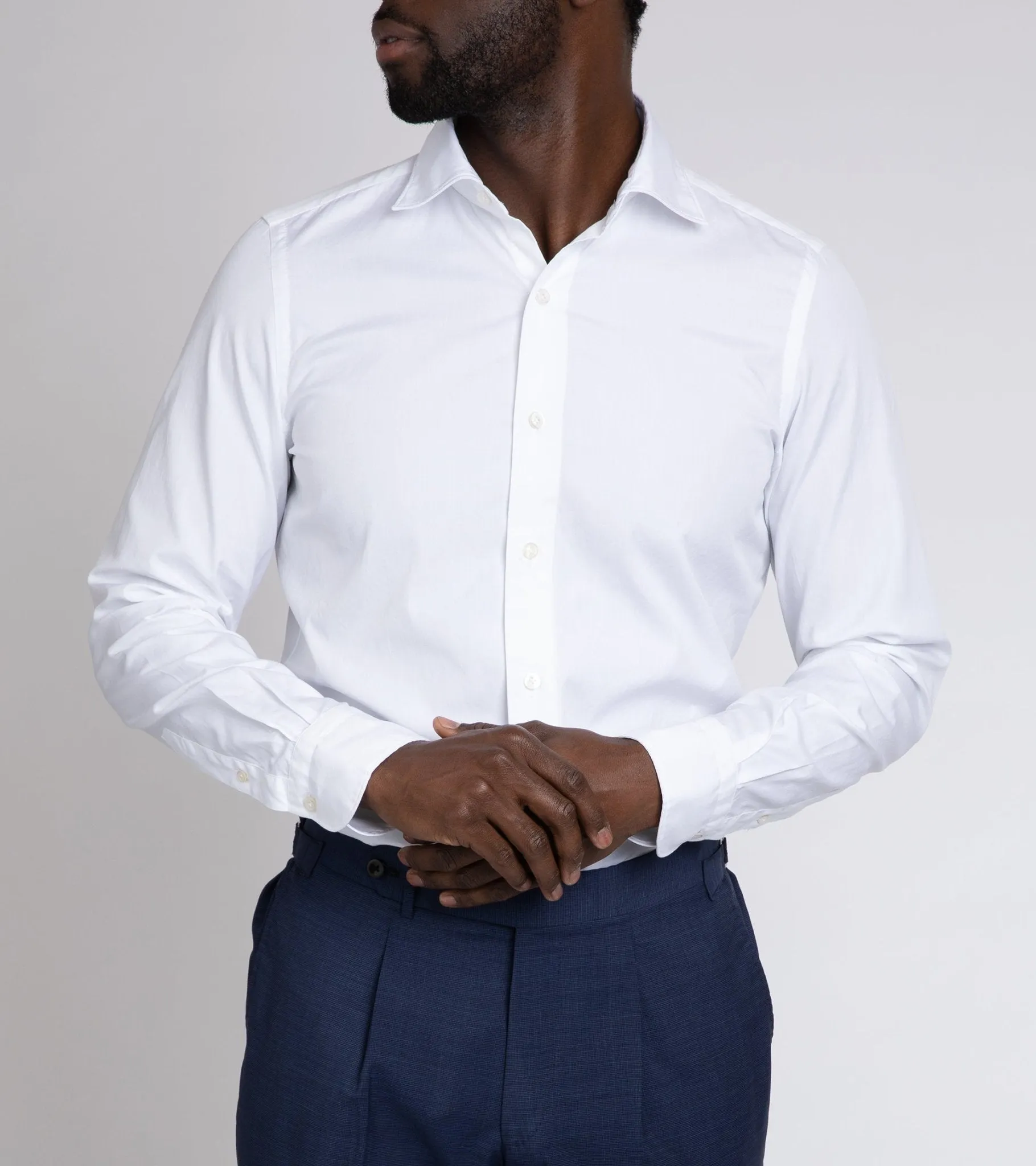 Finamore Gaeta Classic Cotton Luigi Sport Shirt: White Fine Oxford - Best Price & Quality - Limited Stock.