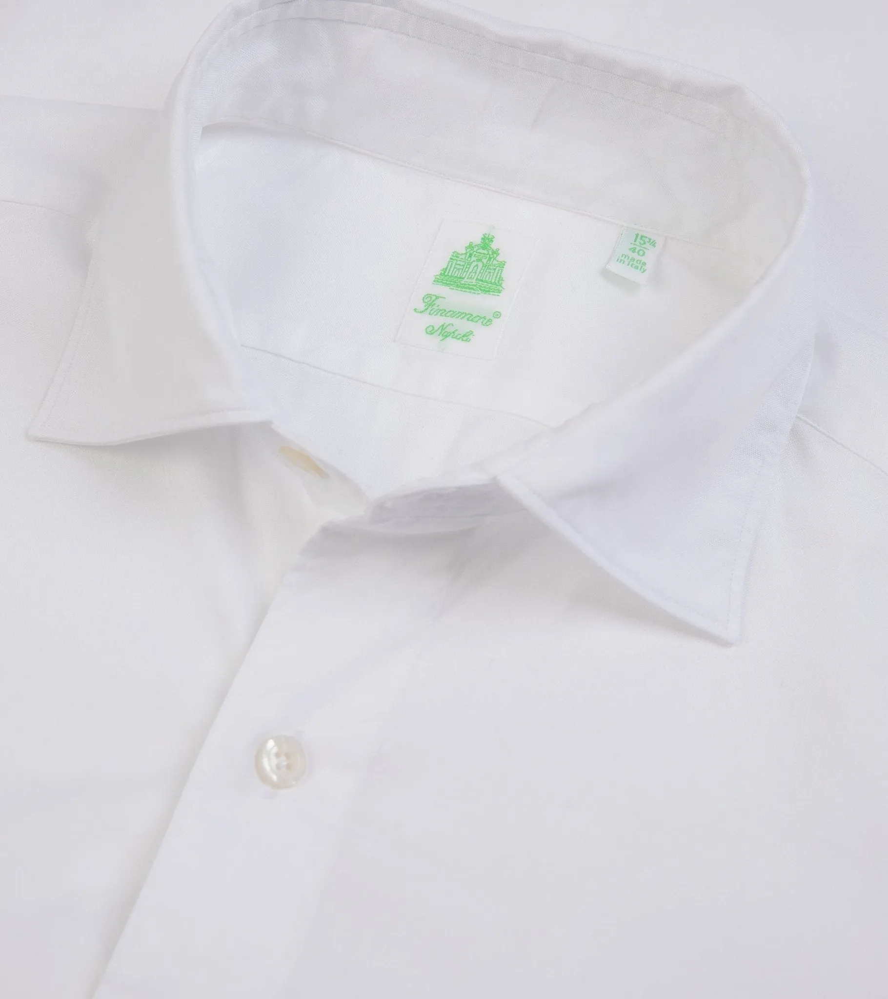 Finamore Gaeta Classic Cotton Luigi Sport Shirt: White Fine Oxford - Best Price & Quality - Limited Stock.