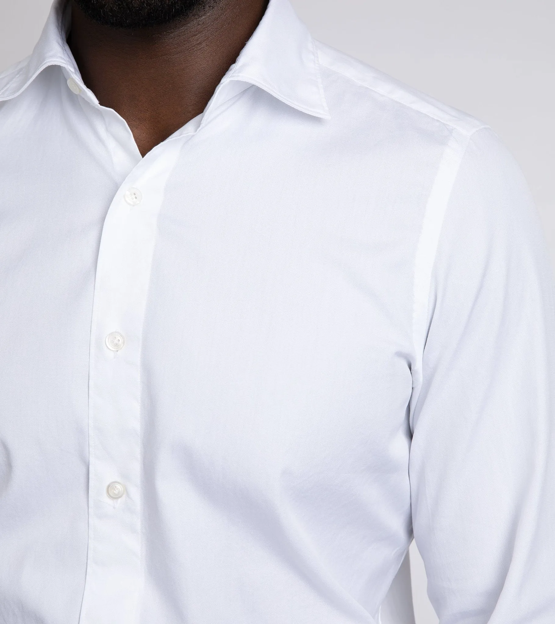 Finamore Gaeta Classic Cotton Luigi Sport Shirt: White Fine Oxford - Best Price & Quality - Limited Stock.